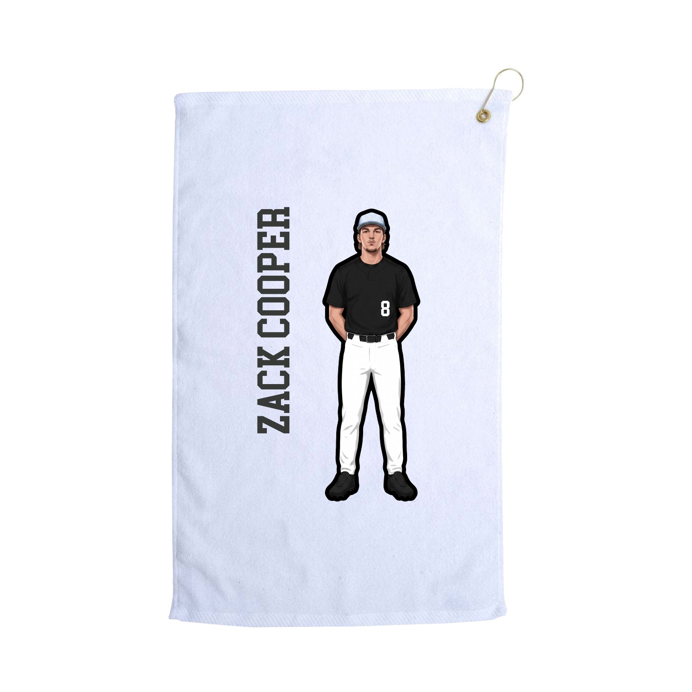 Golf Towel — Name Vertical in White