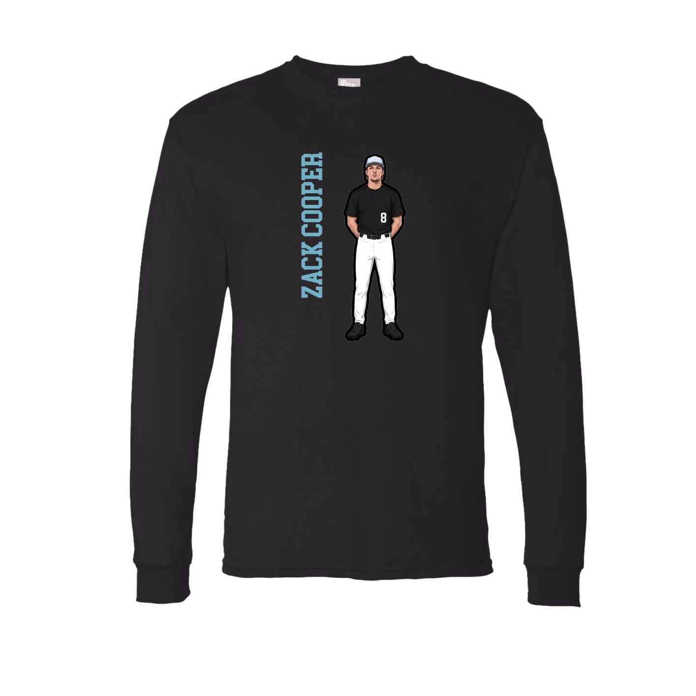Long Sleeve Tee — Name Vertical in Black