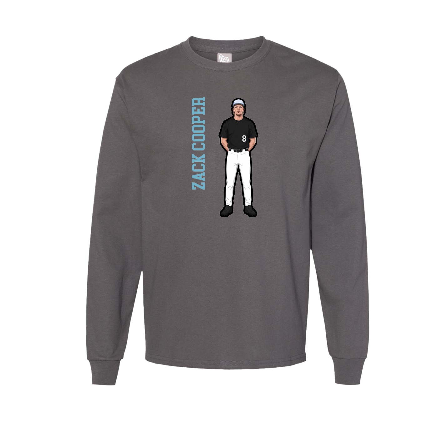 Long Sleeve Tee — Name Vertical in Grey