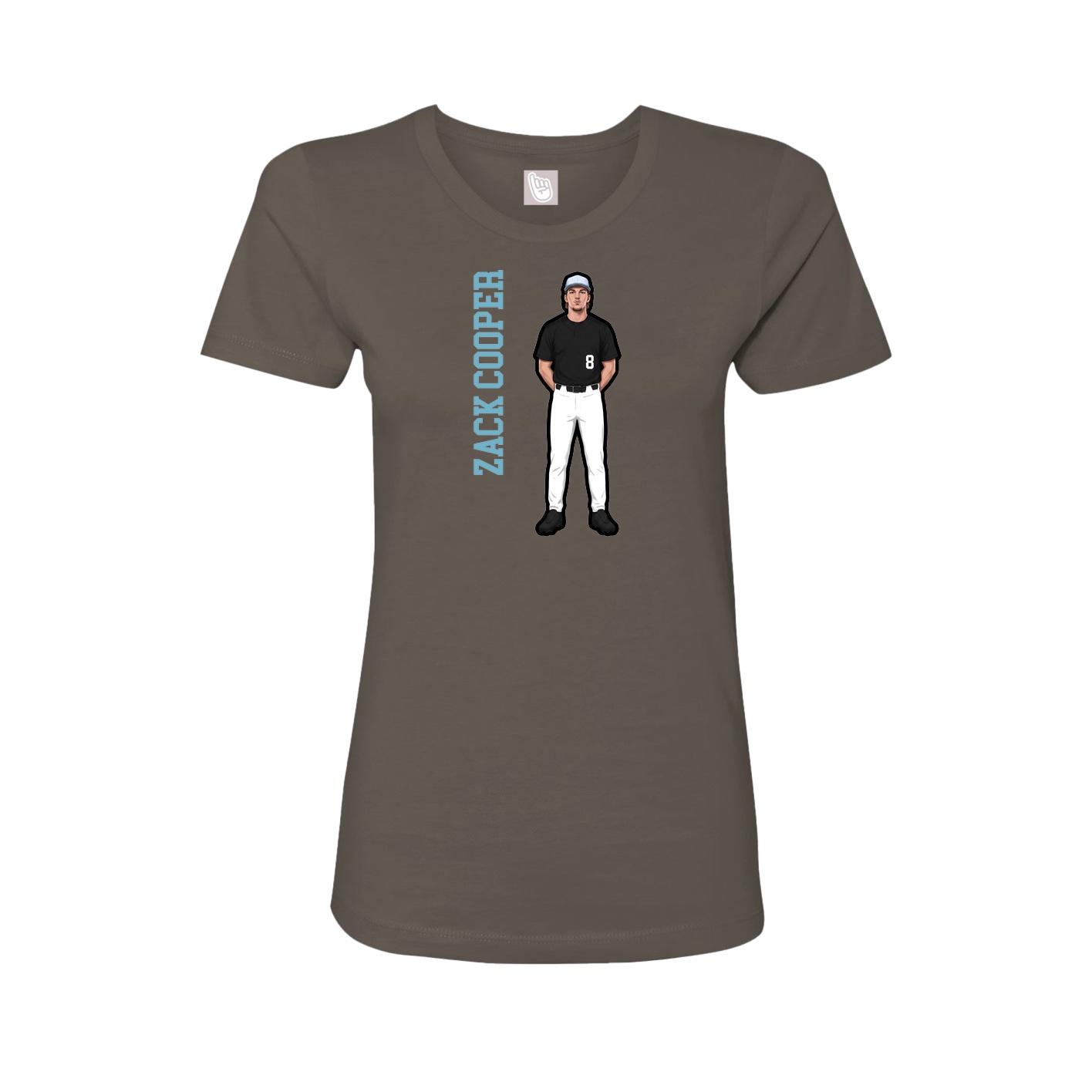 Fitted Women's Tee — Name Vertical in Grey