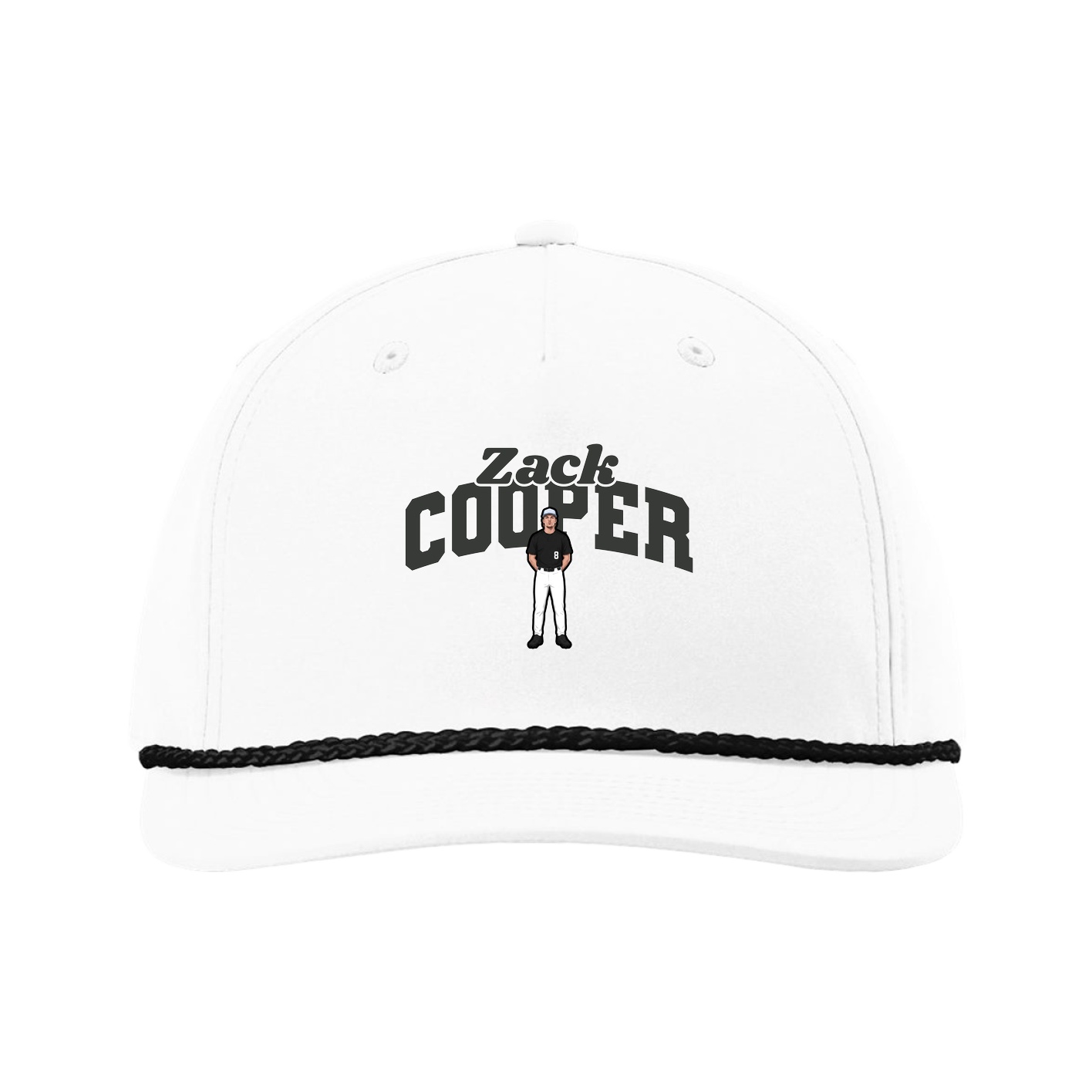 Five-Panel Classic Rope Cap — Signature Arch in White