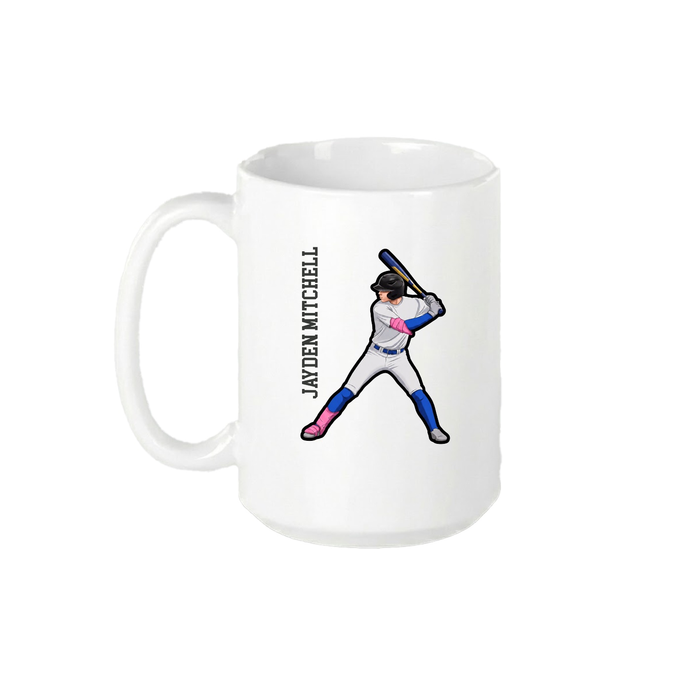 15oz Coffee Mug — Name Vertical in White