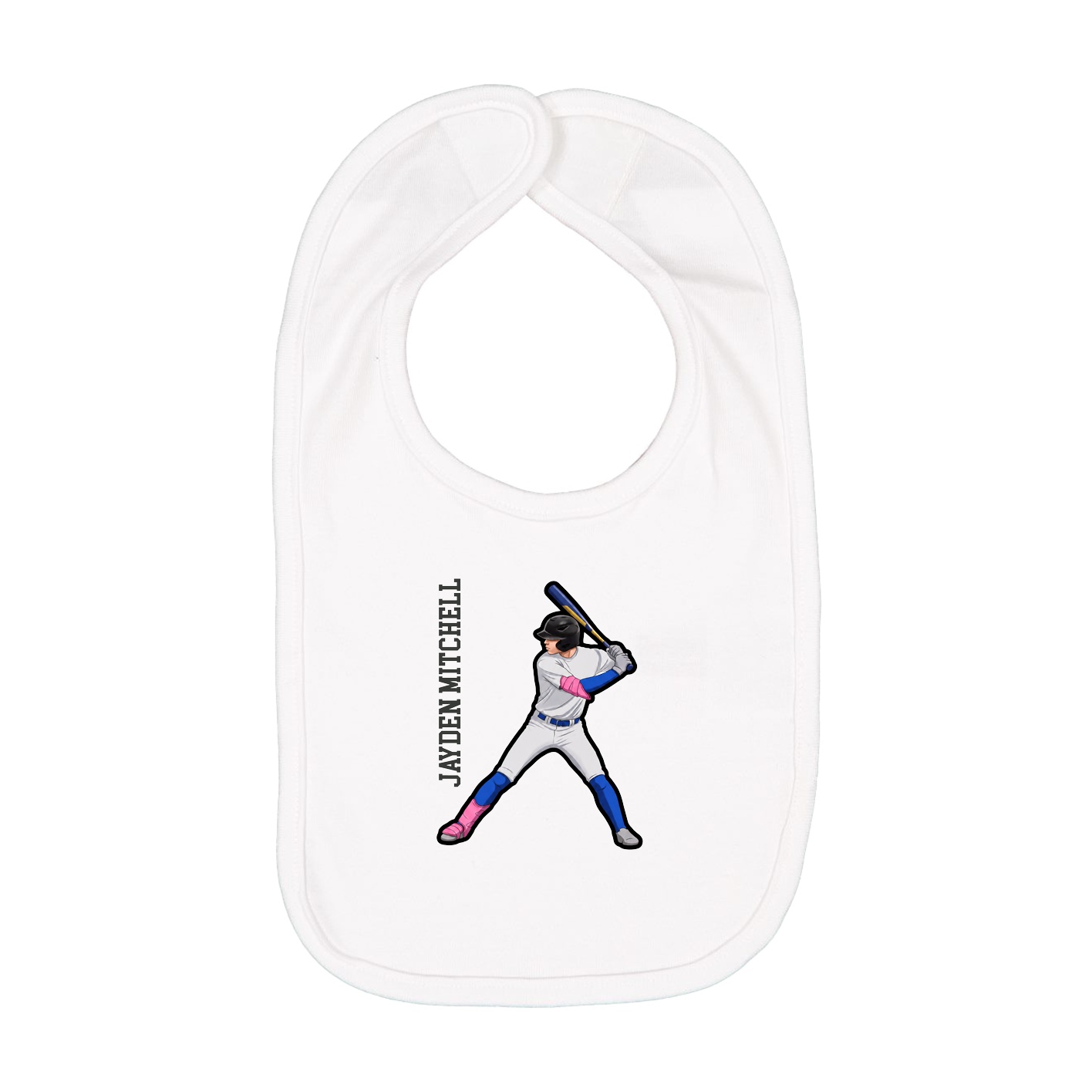Infant Bib — Name Vertical in White