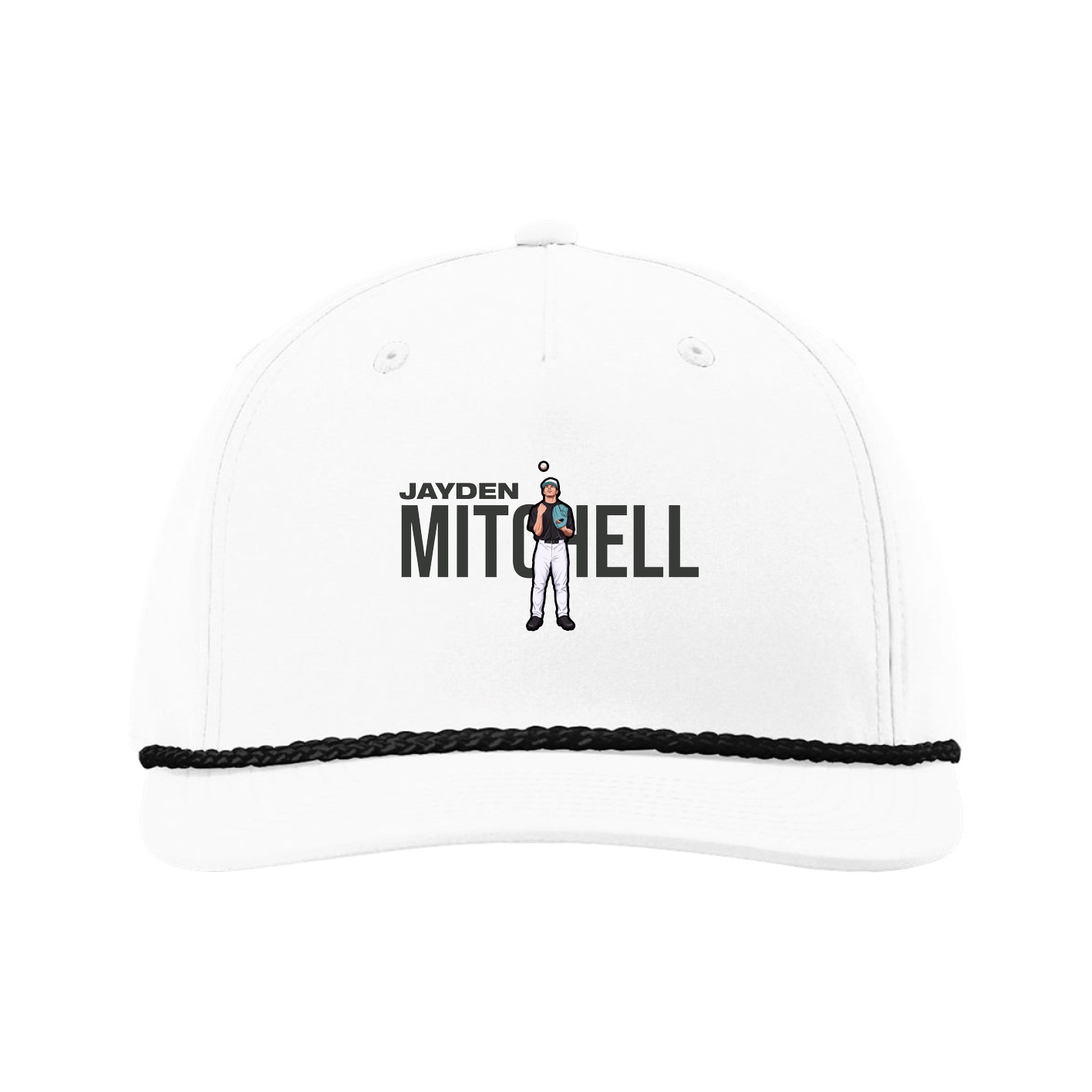 Five-Panel Classic Rope Cap — Player Name in White