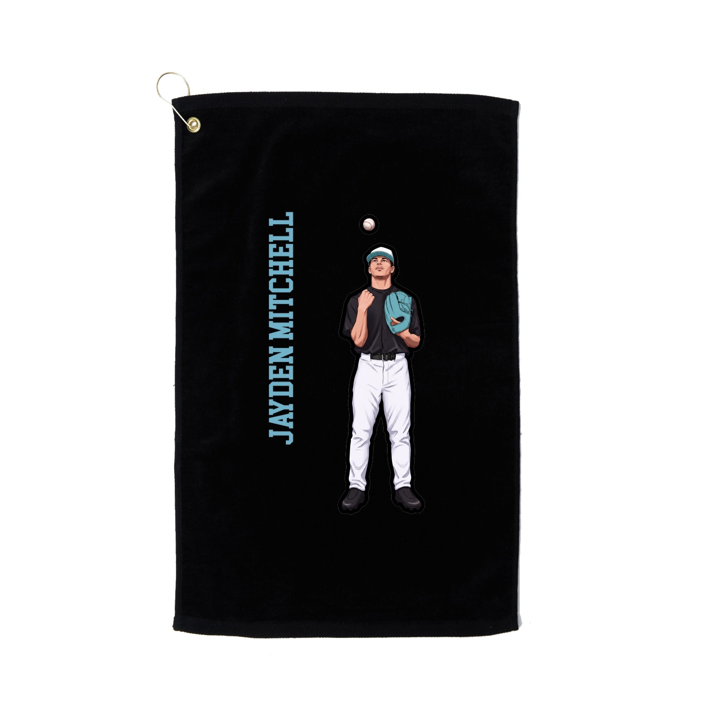 Golf Towel — Name Vertical in Black