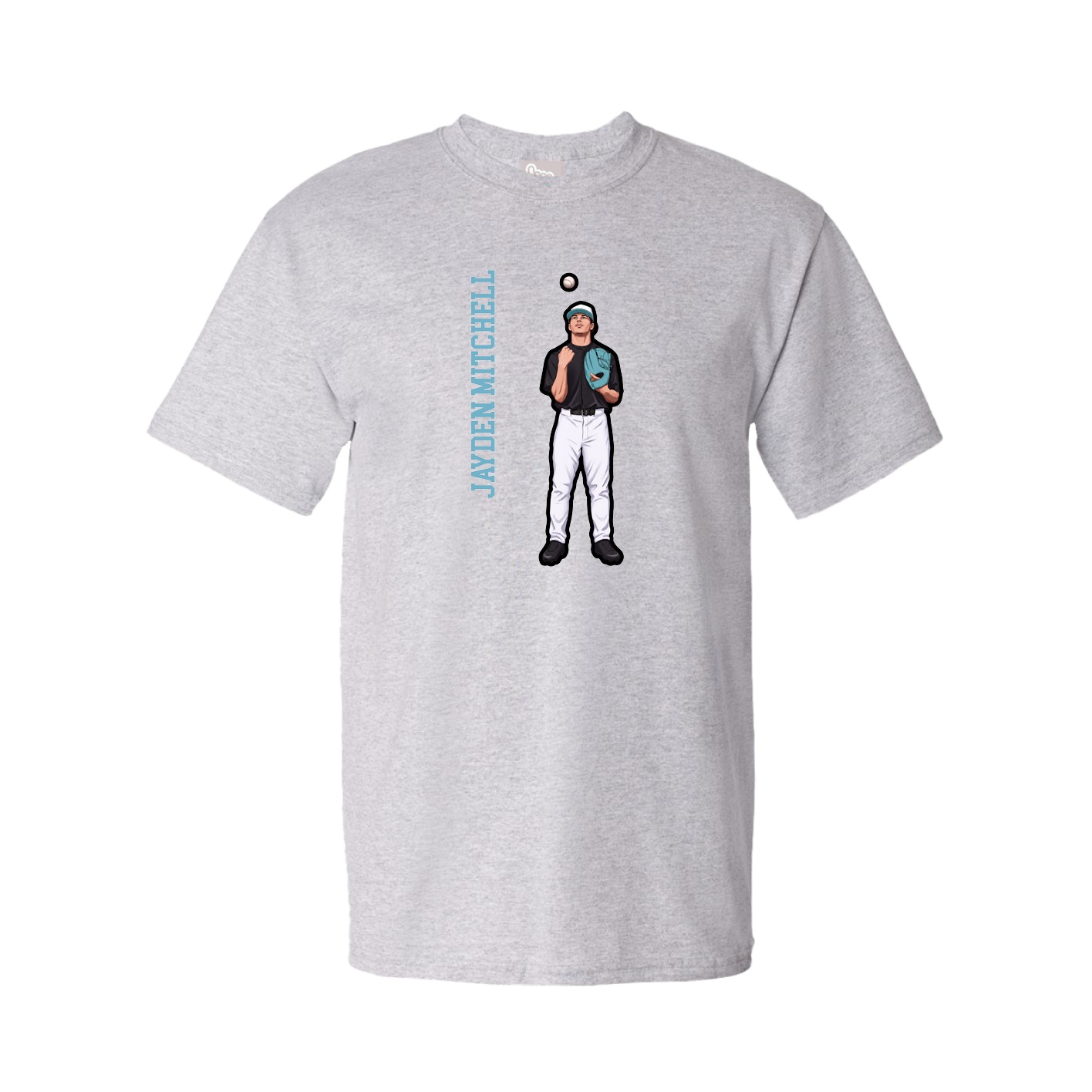 Youth Tee — Name Vertical in Grey