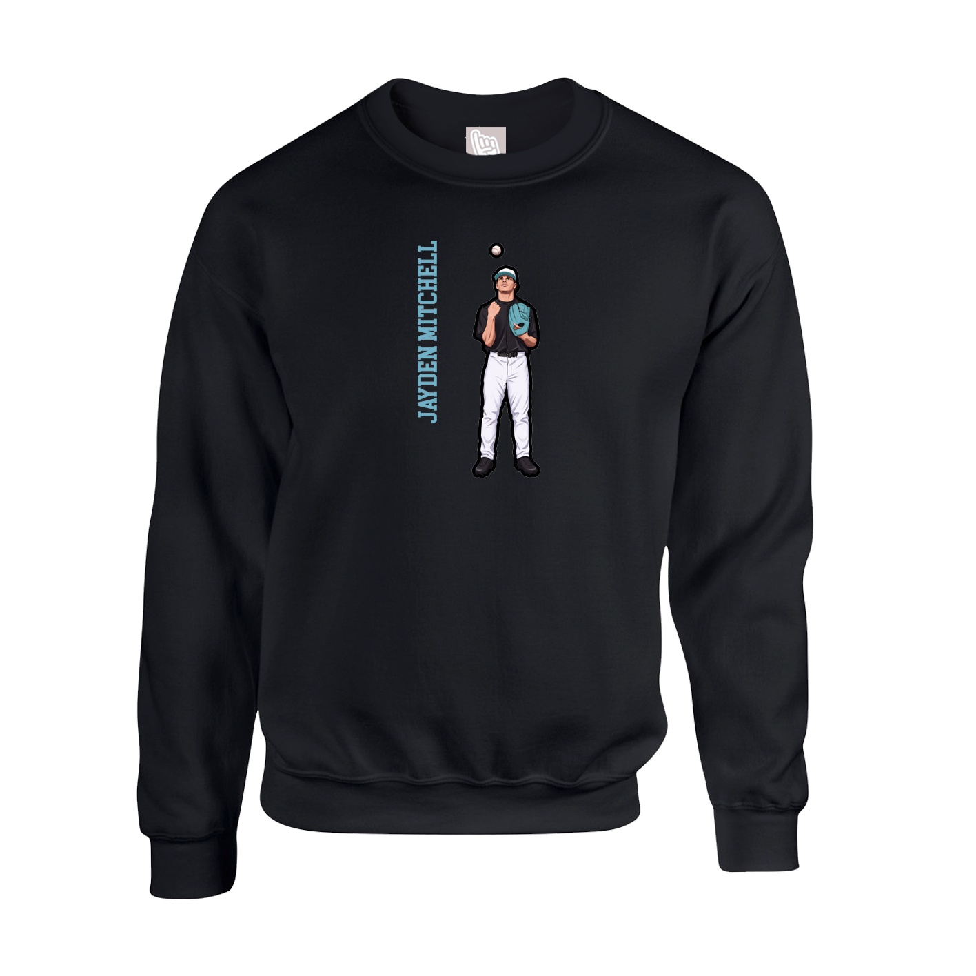 Fleece Crew — Name Vertical in Black