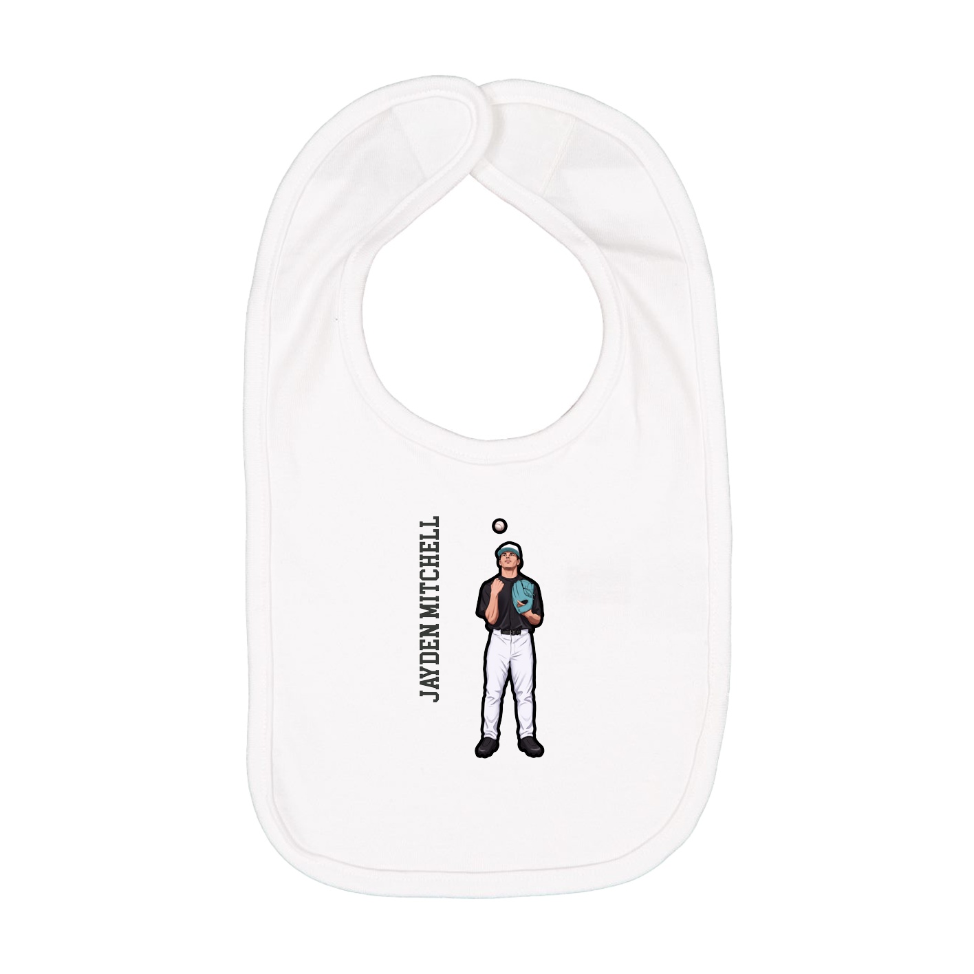 Infant Bib — Name Vertical in White