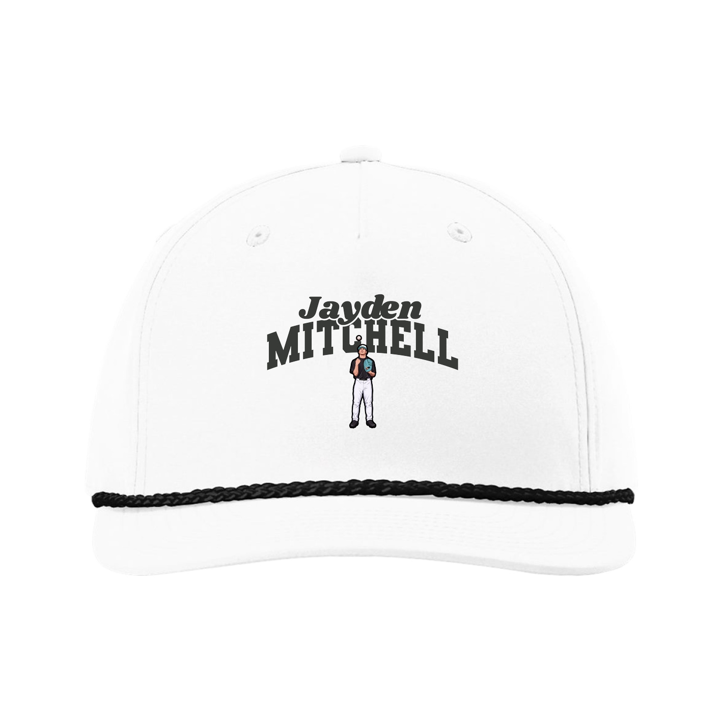 Five-Panel Classic Rope Cap — Signature Arch in White