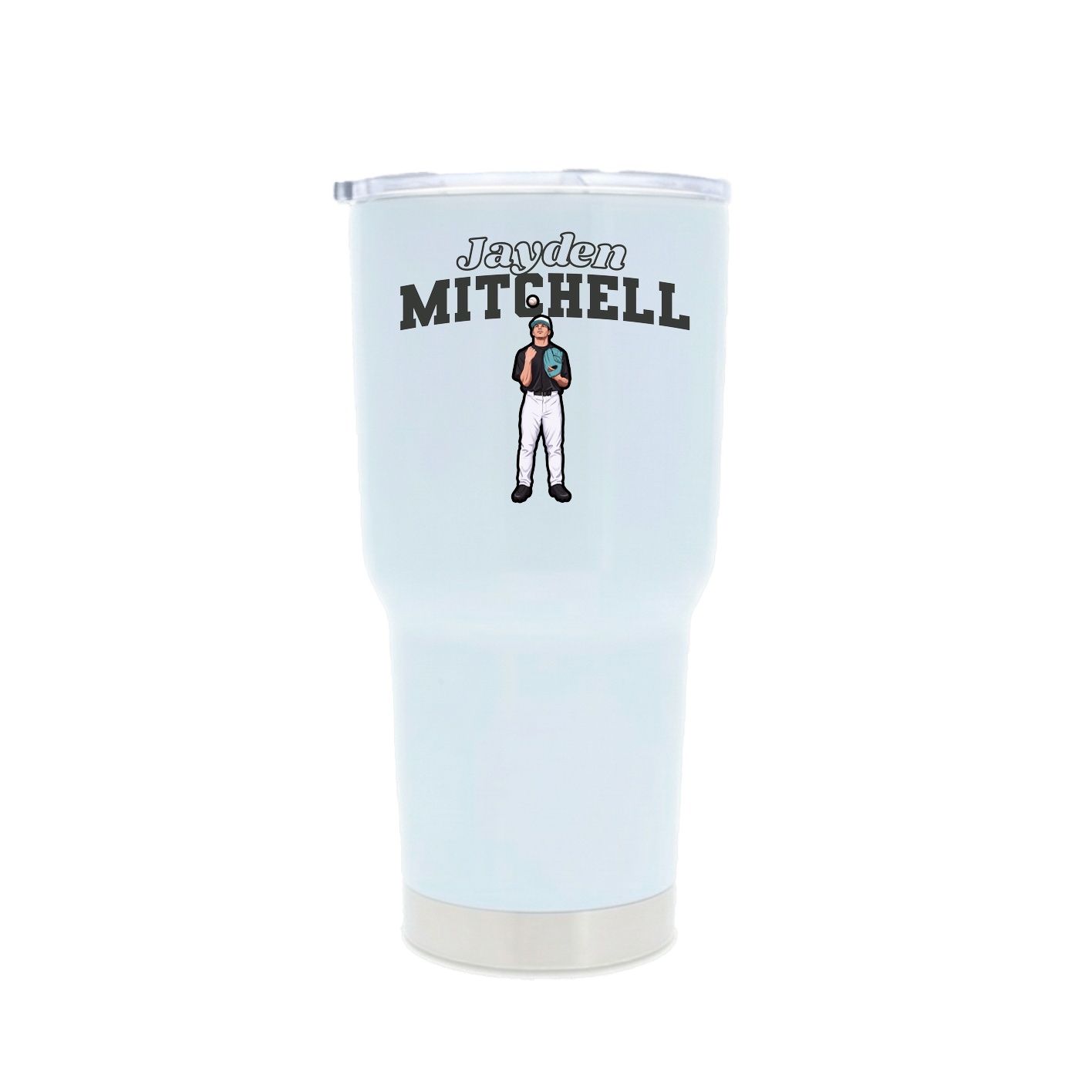 30oz Stainless Steel Tumbler — Name Arch in White