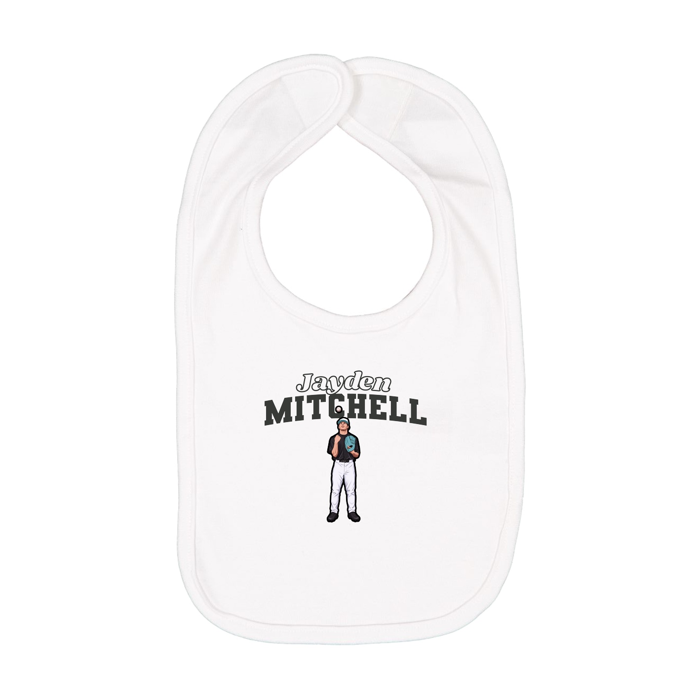 Infant Bib — Name Arch in White