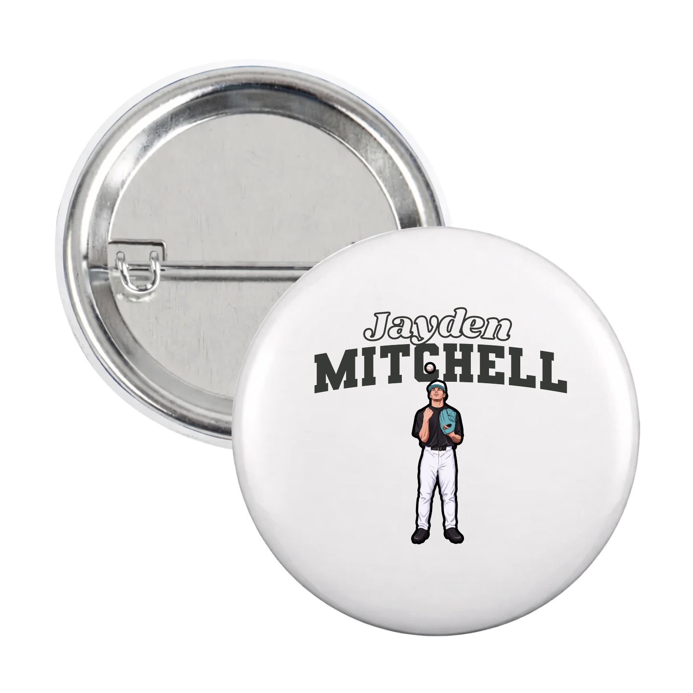 Game Day Button — Name Arch in White