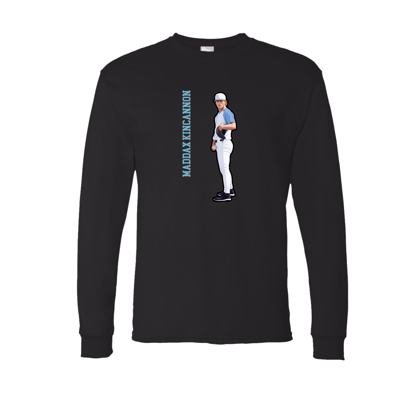 Long Sleeve Tee — Name Vertical in Black
