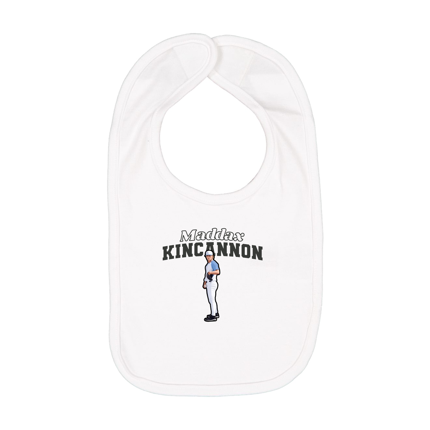 Infant Bib — Name Arch in White