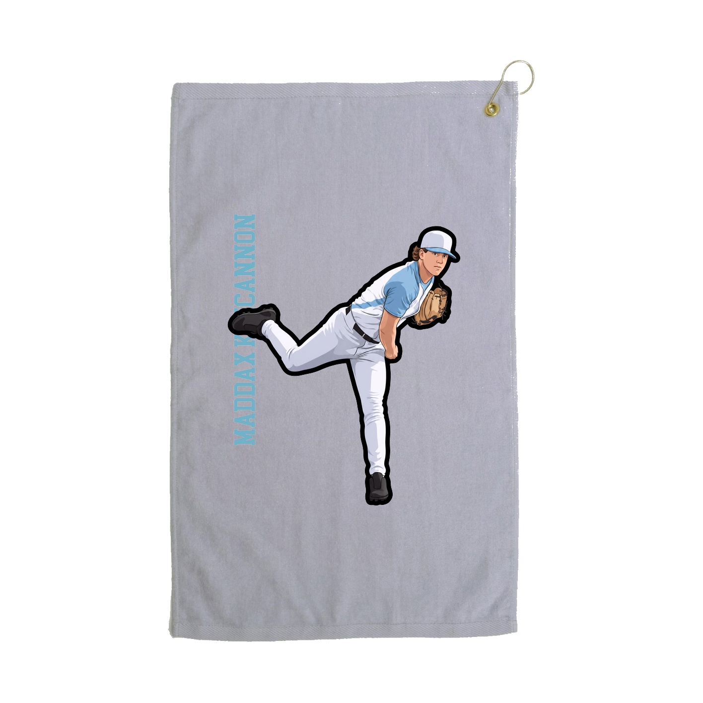 Golf Towel — Name Vertical in Grey