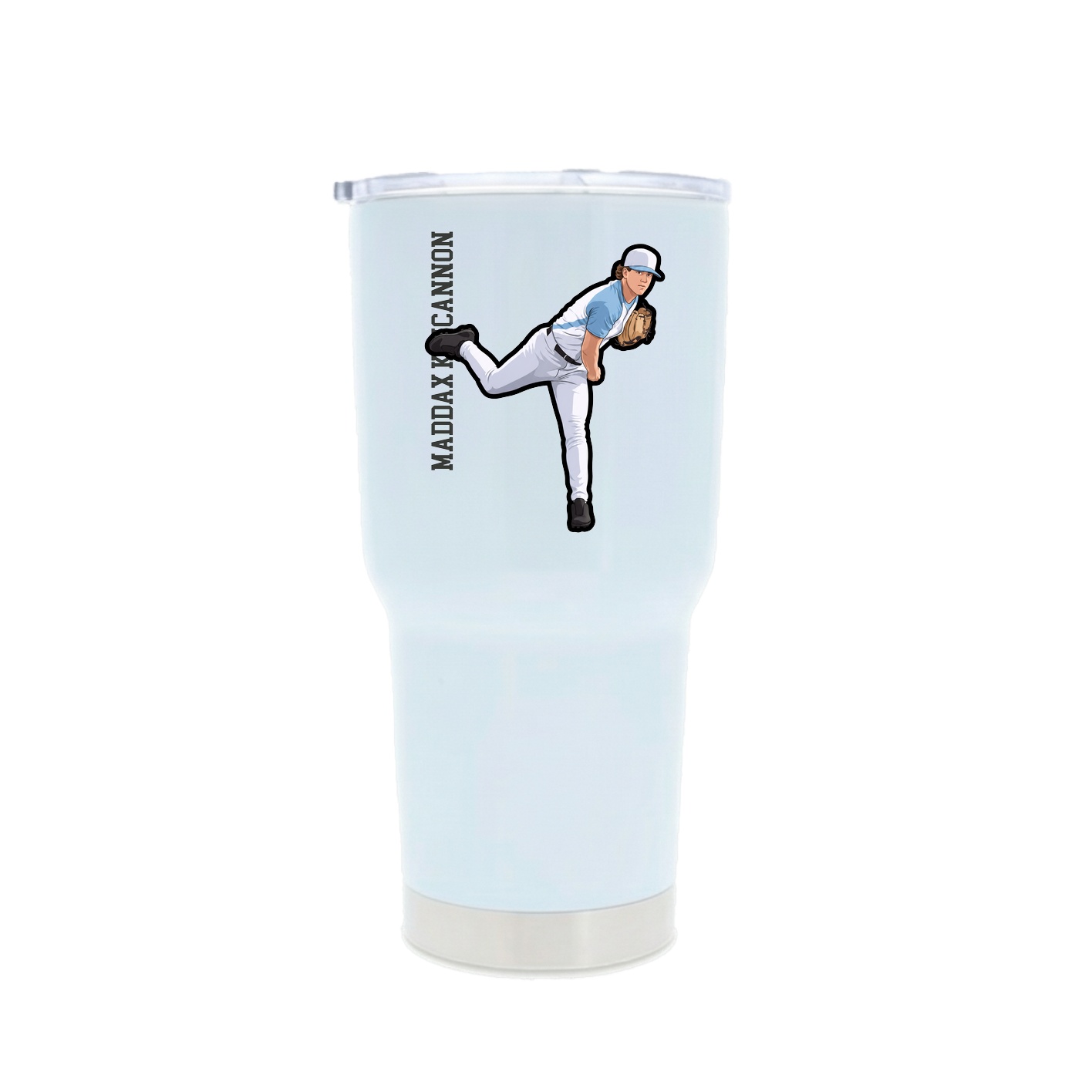 30oz Stainless Steel Tumbler — Name Vertical in White