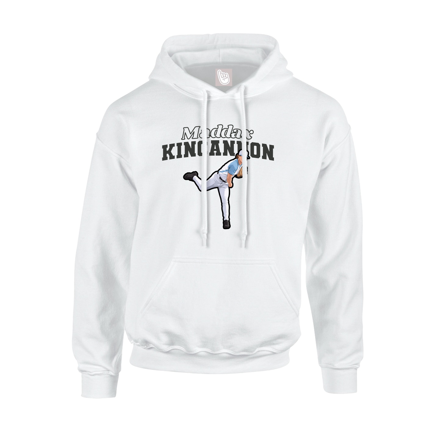 Youth Hoodie — Name Arch in White