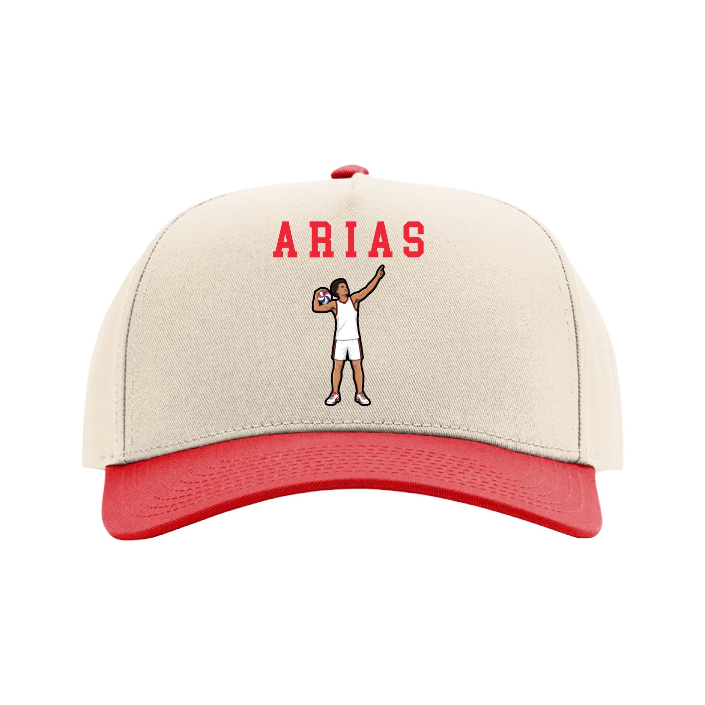 Full Fabric Five-Panel Champ Cap — Shirsey in Cream/Red