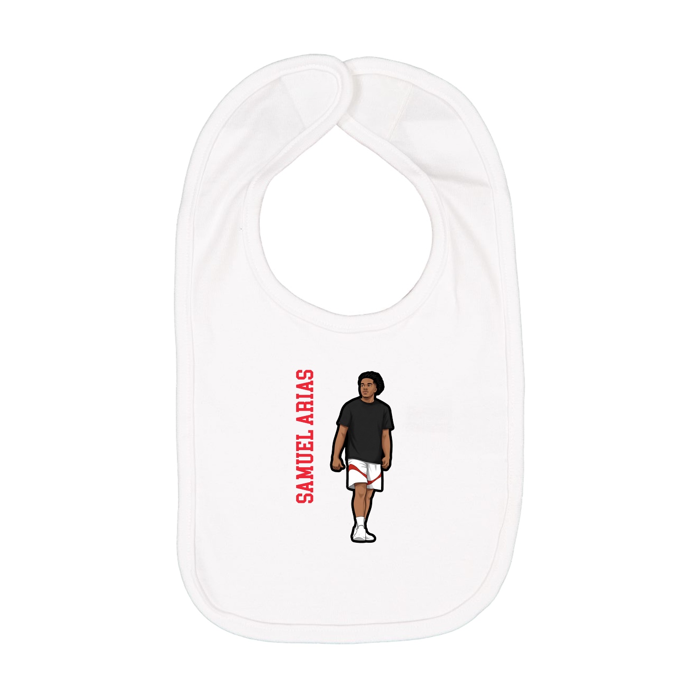 Infant Bib — Name Vertical in White