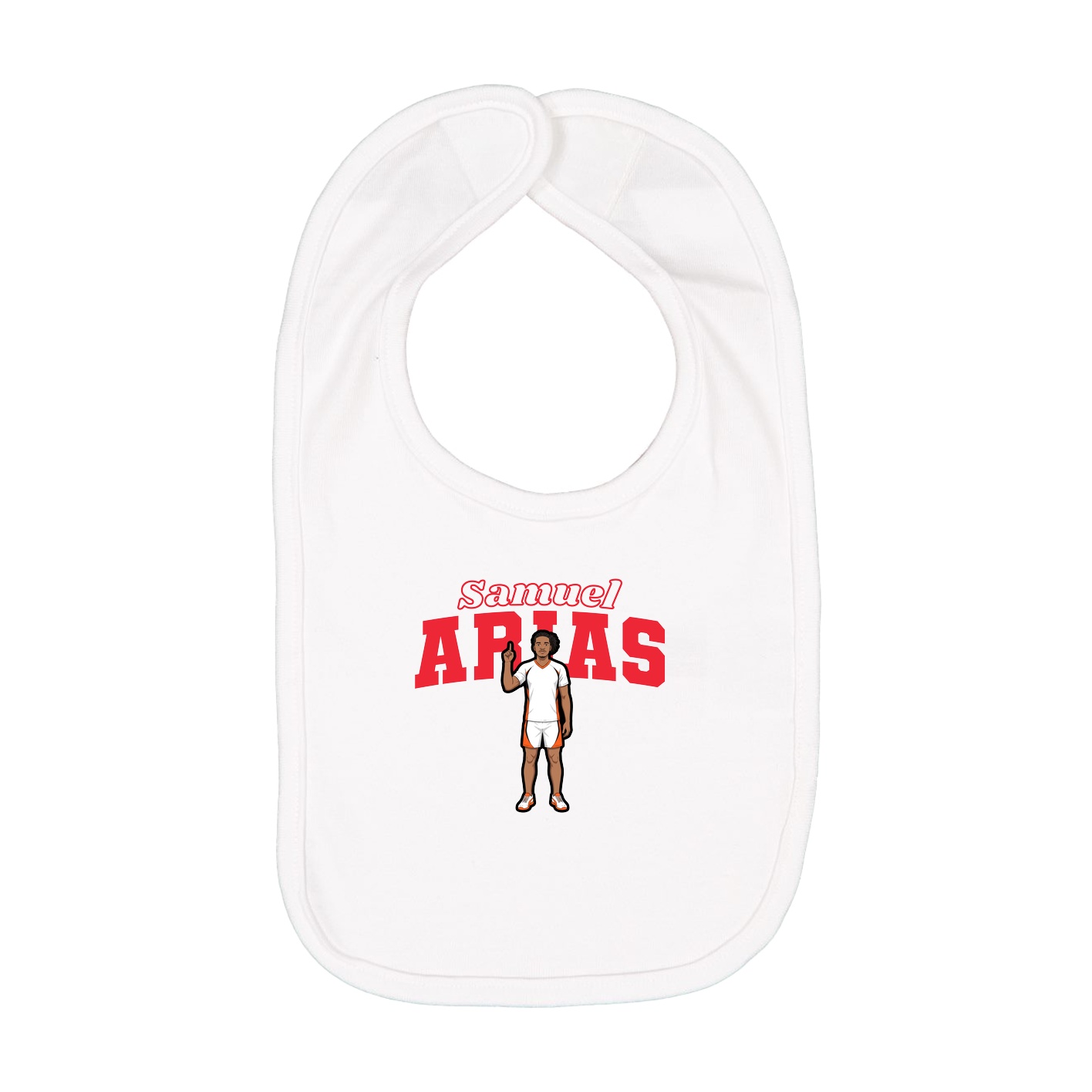 Infant Bib — Name Arch in White