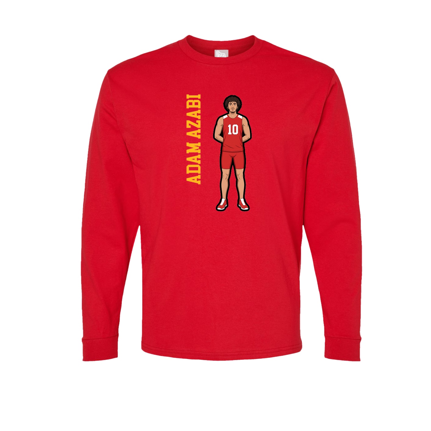 Long Sleeve Tee — Name Vertical in Red