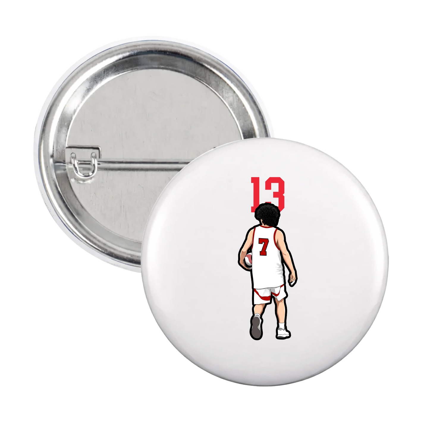 Game Day Button — Number Top in White