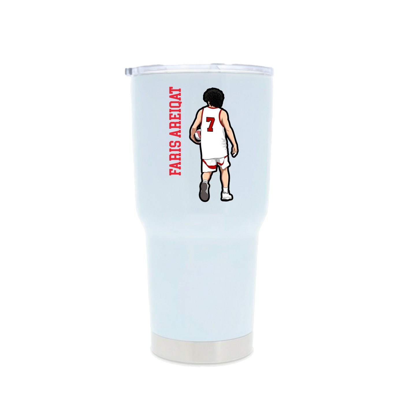 30oz Stainless Steel Tumbler — Name Vertical in White