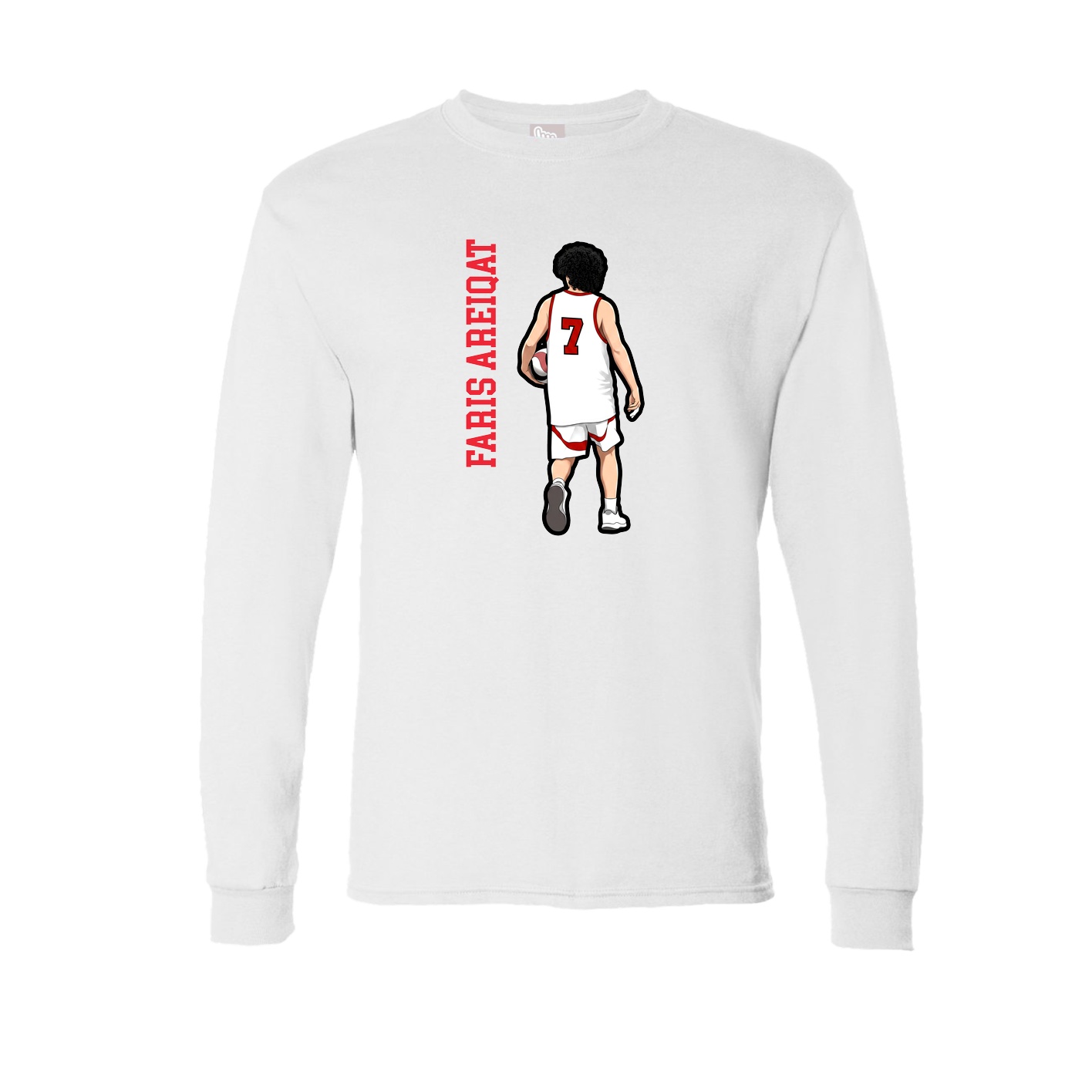 Long Sleeve Tee — Name Vertical in White