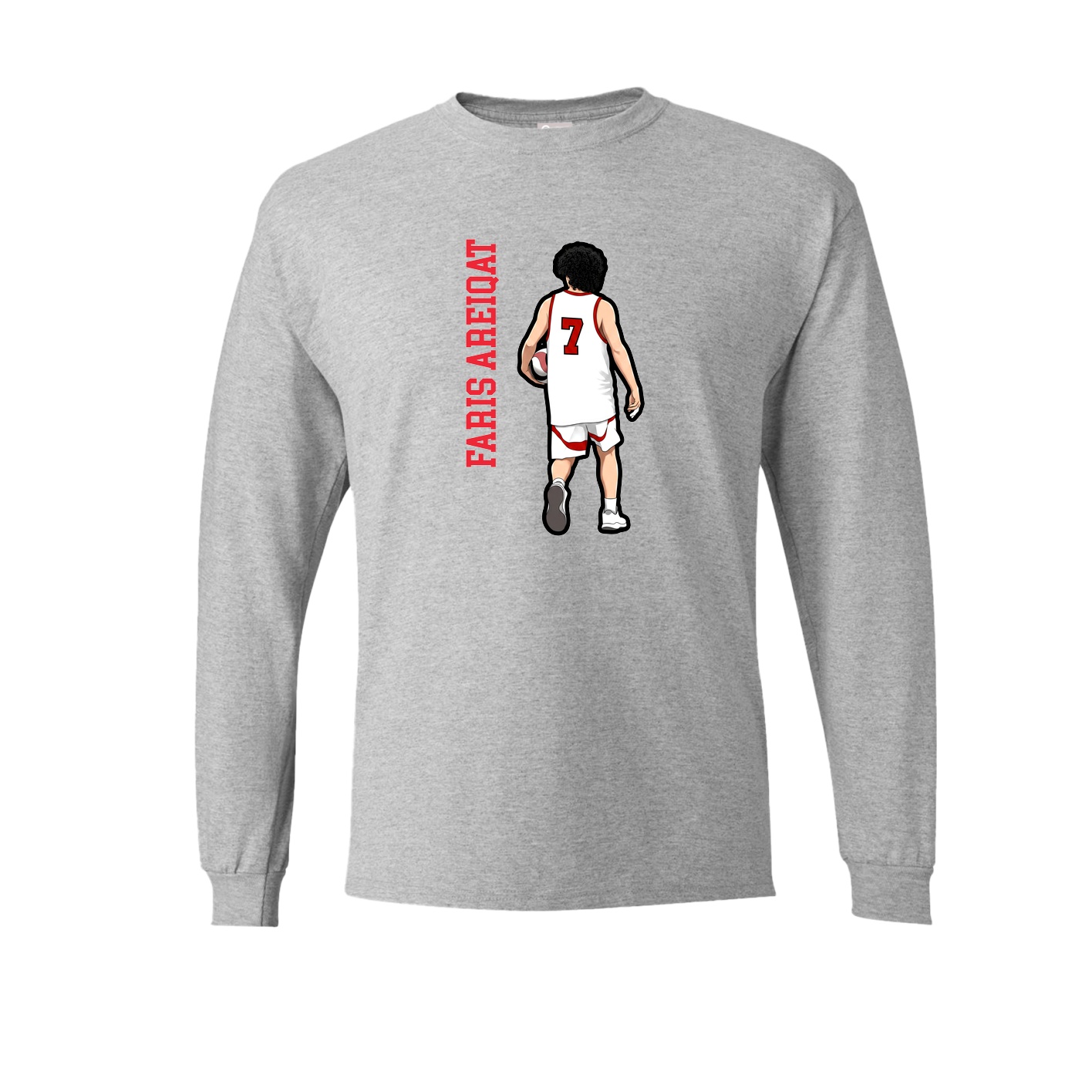 Long Sleeve Tee — Name Vertical in Grey