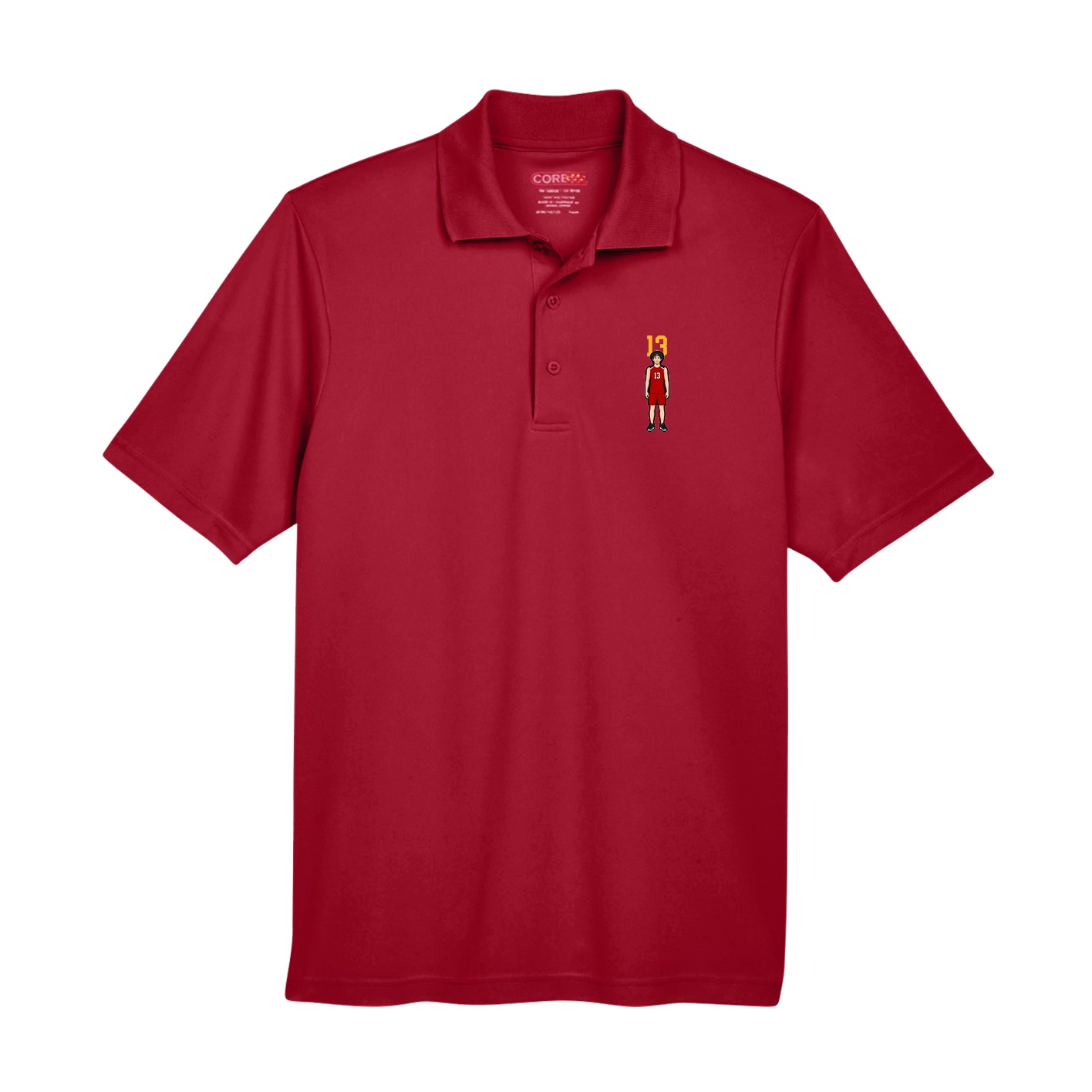 Performance Polo — Number Top in Red