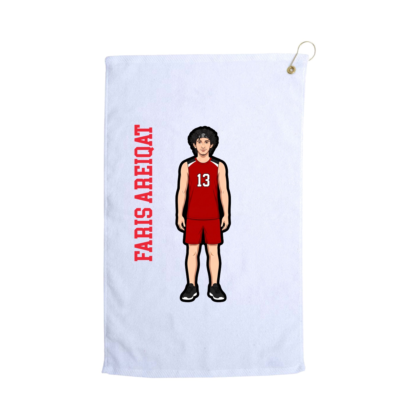 Golf Towel — Name Vertical in White