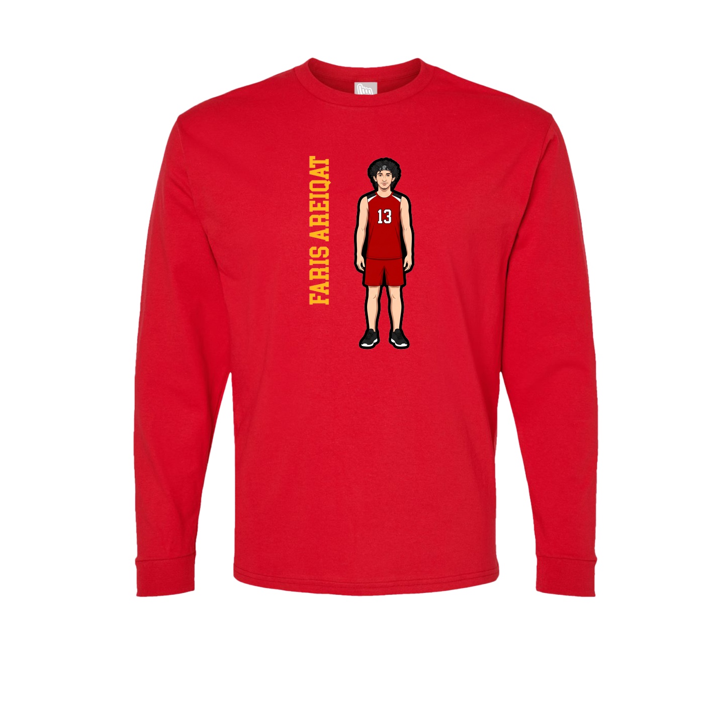 Long Sleeve Tee — Name Vertical in Red