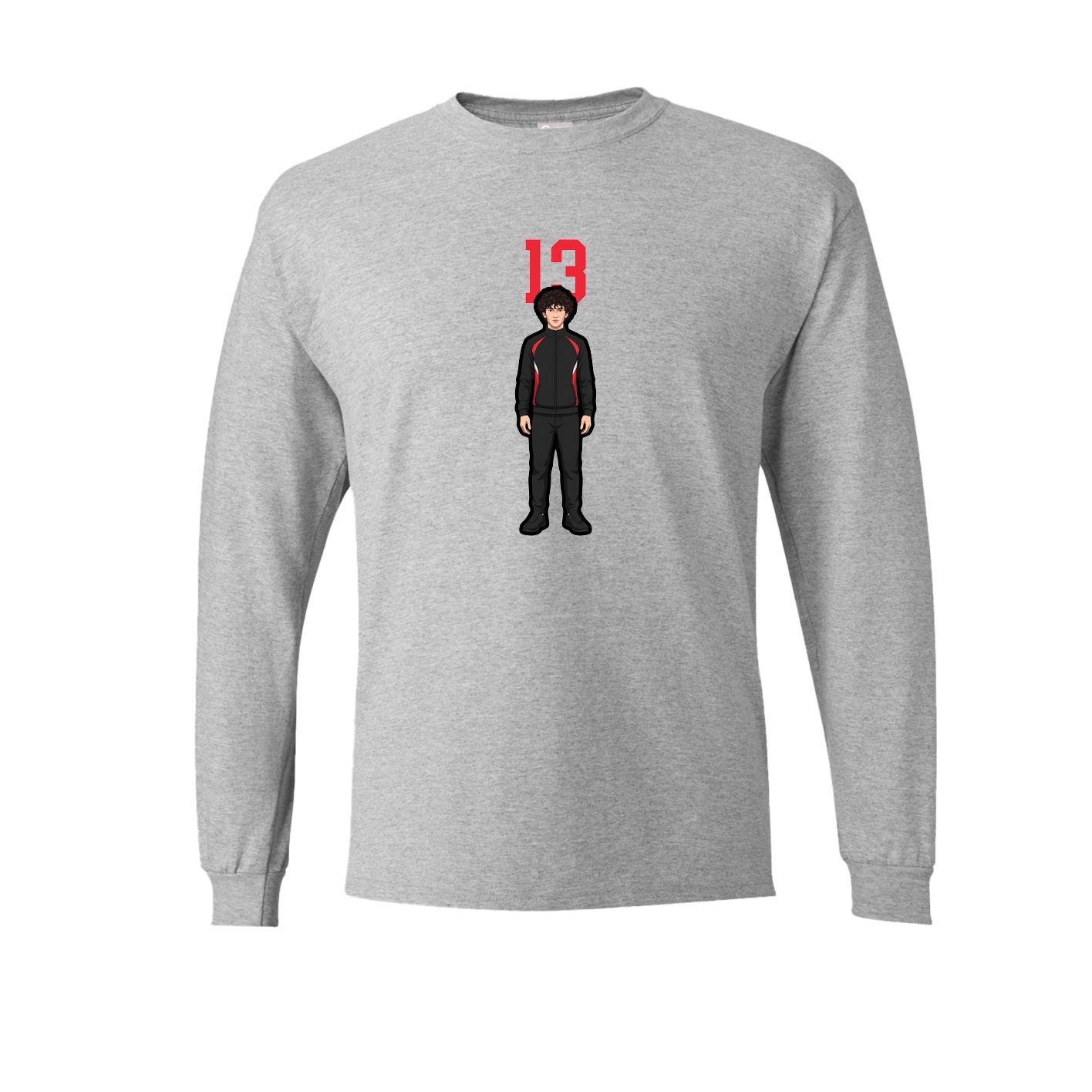 Long Sleeve Tee — Number Top in Grey