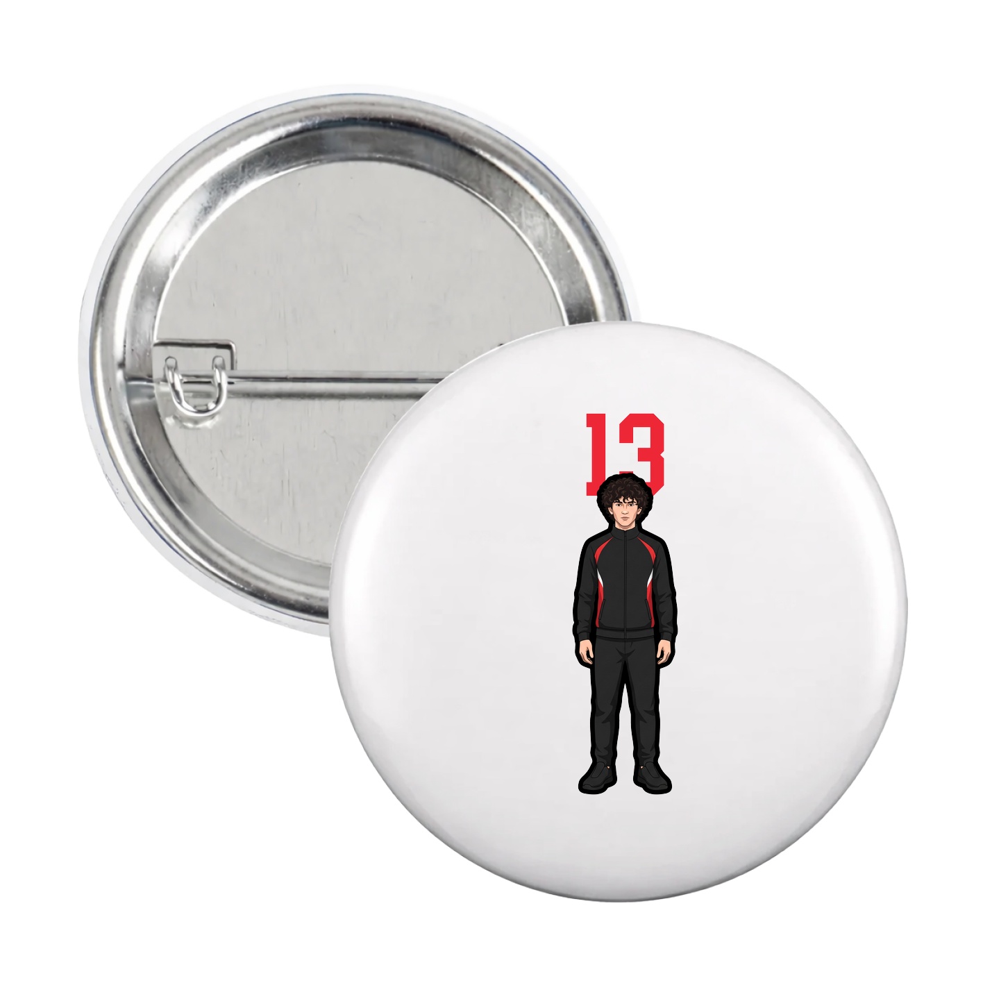 Game Day Button — Number Top in White