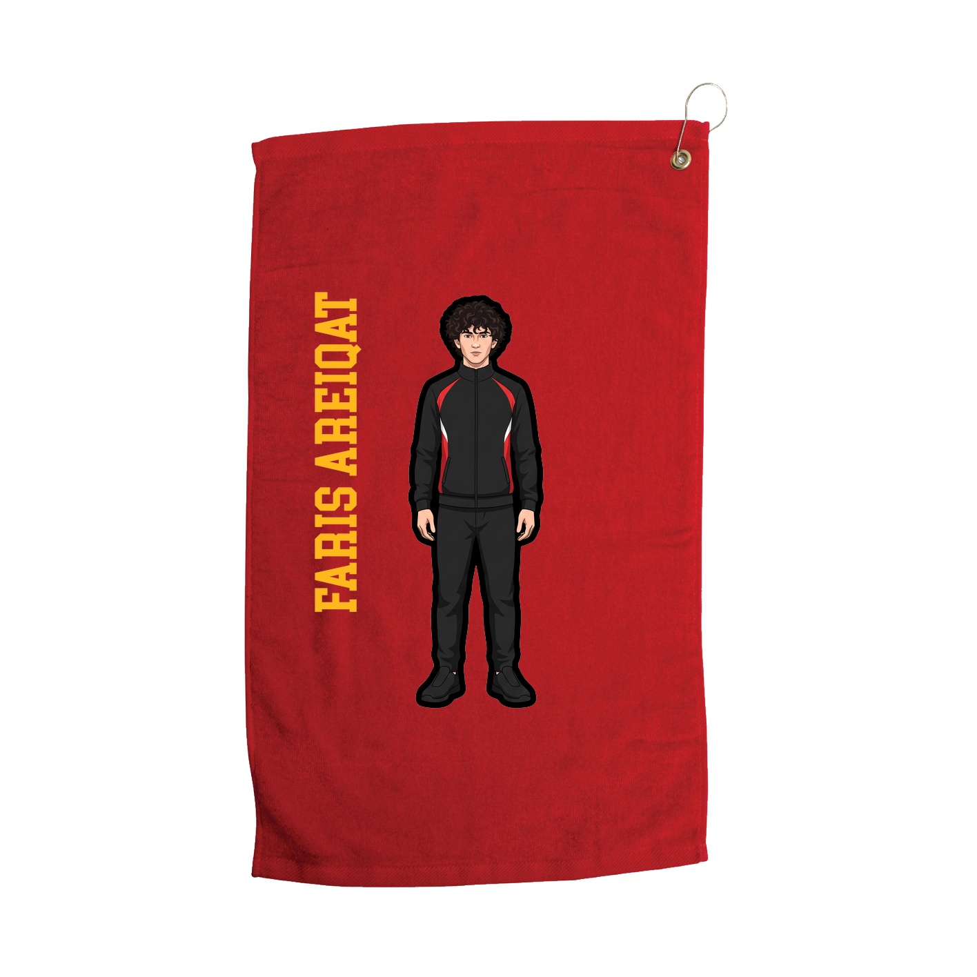 Golf Towel — Name Vertical in Red