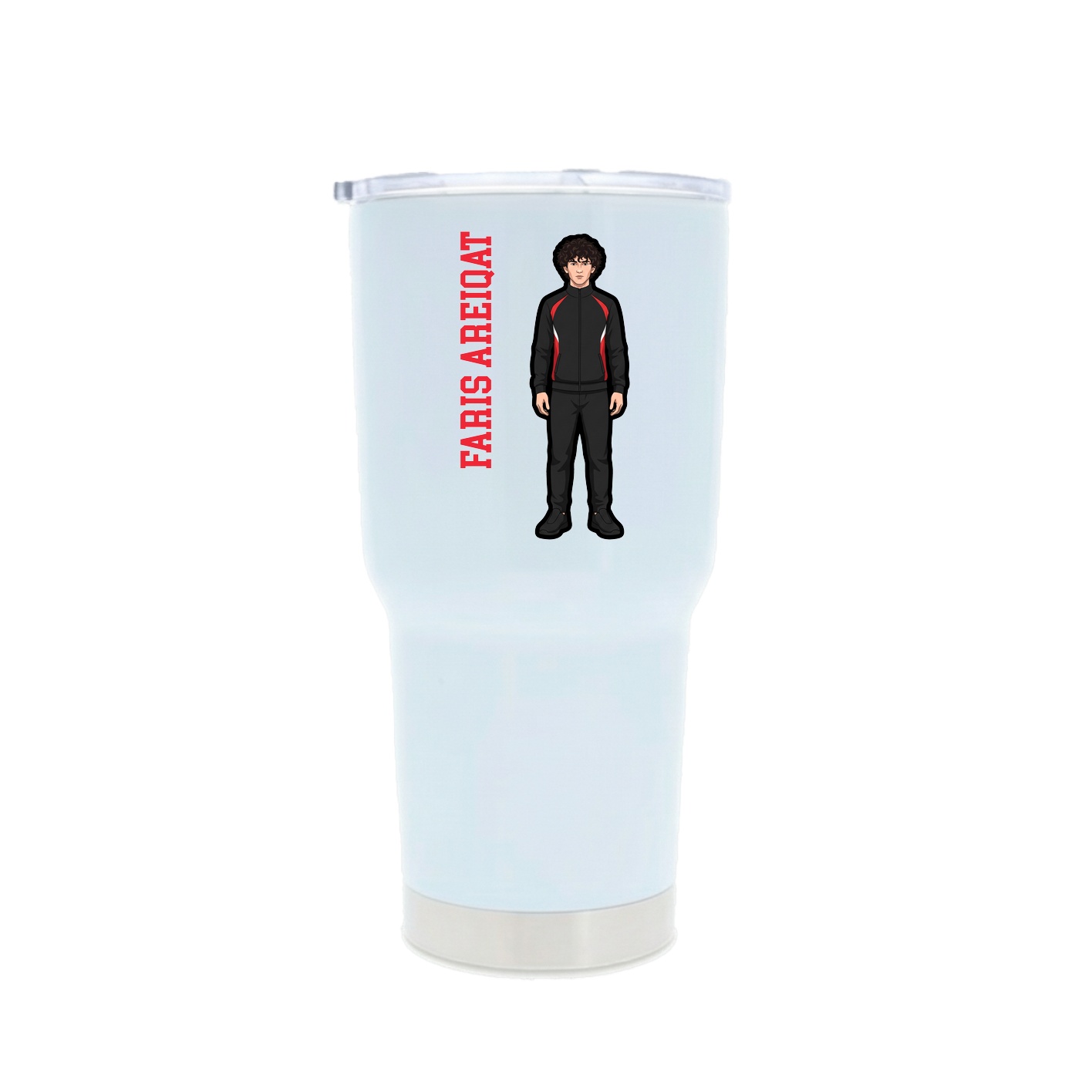 30oz Stainless Steel Tumbler — Name Vertical in White