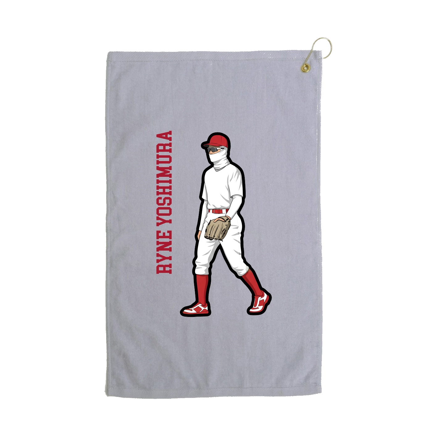 Golf Towel — Name Vertical in Grey
