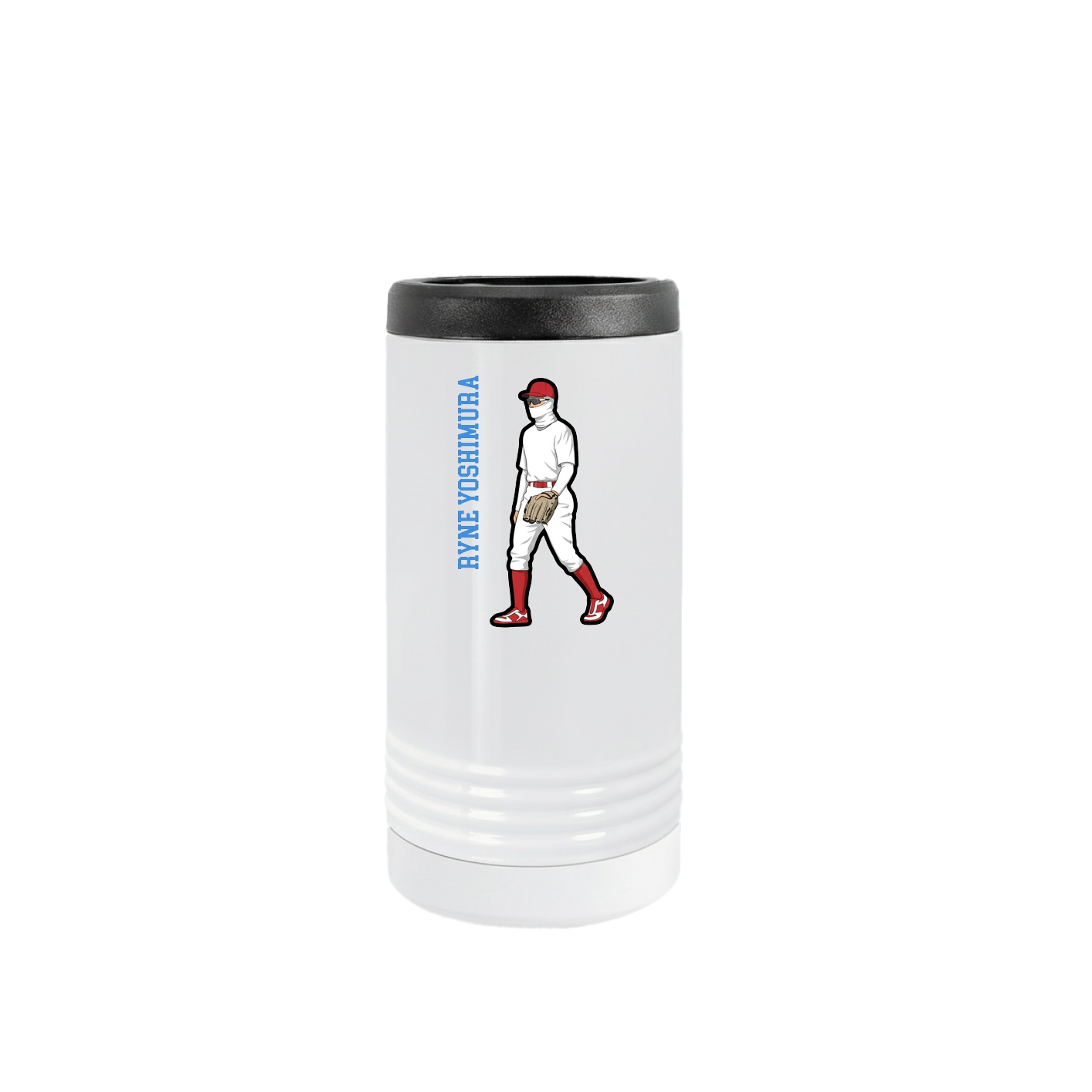 Slim Beverage Holder — Name Vertical in White