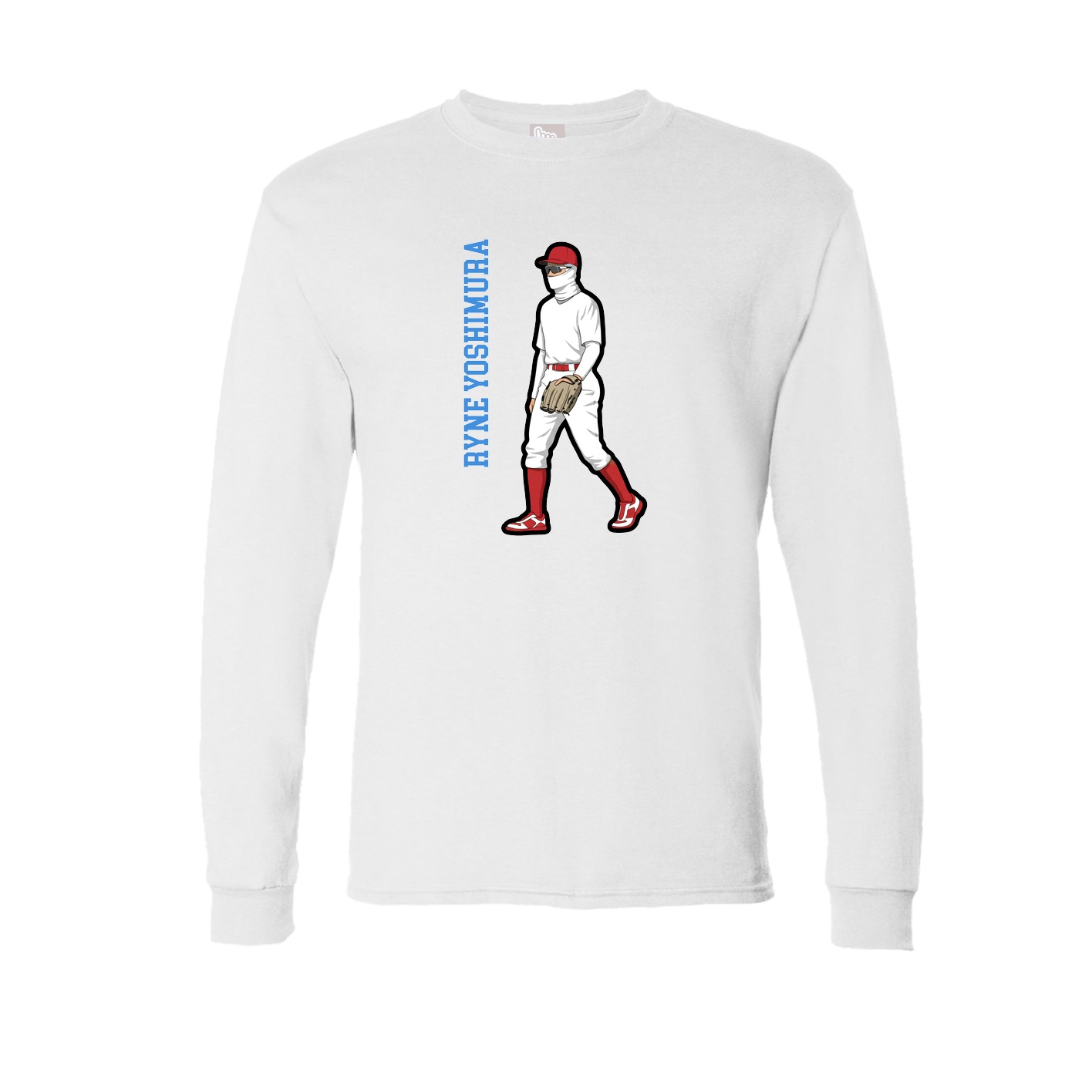 Long Sleeve Tee — Name Vertical in White