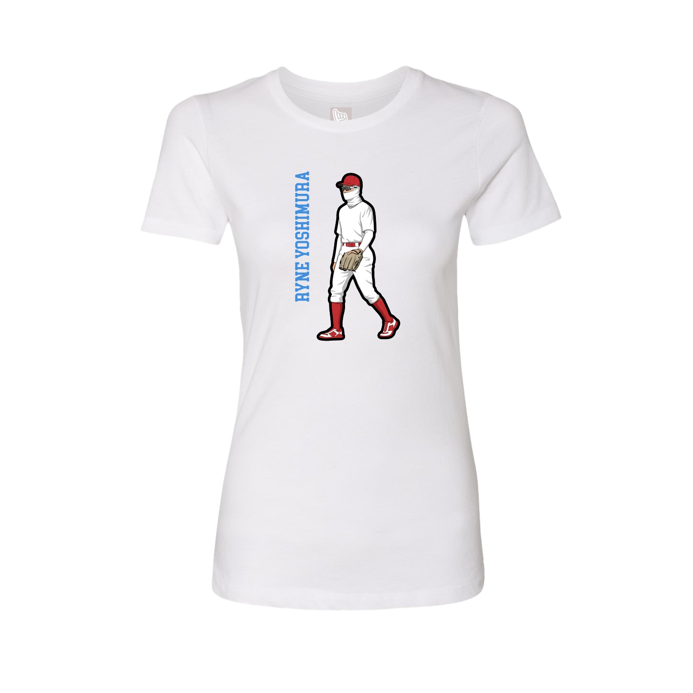 Fitted Women's Tee — Name Vertical in White