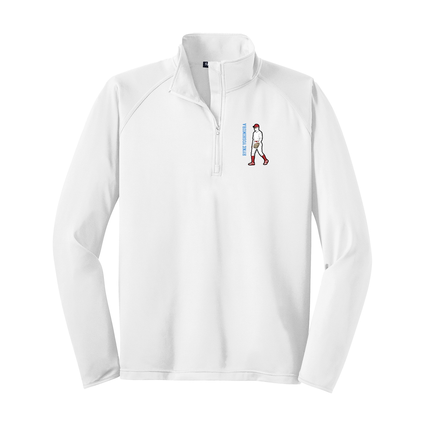 Q-Zip Pullover — Name Vertical in White