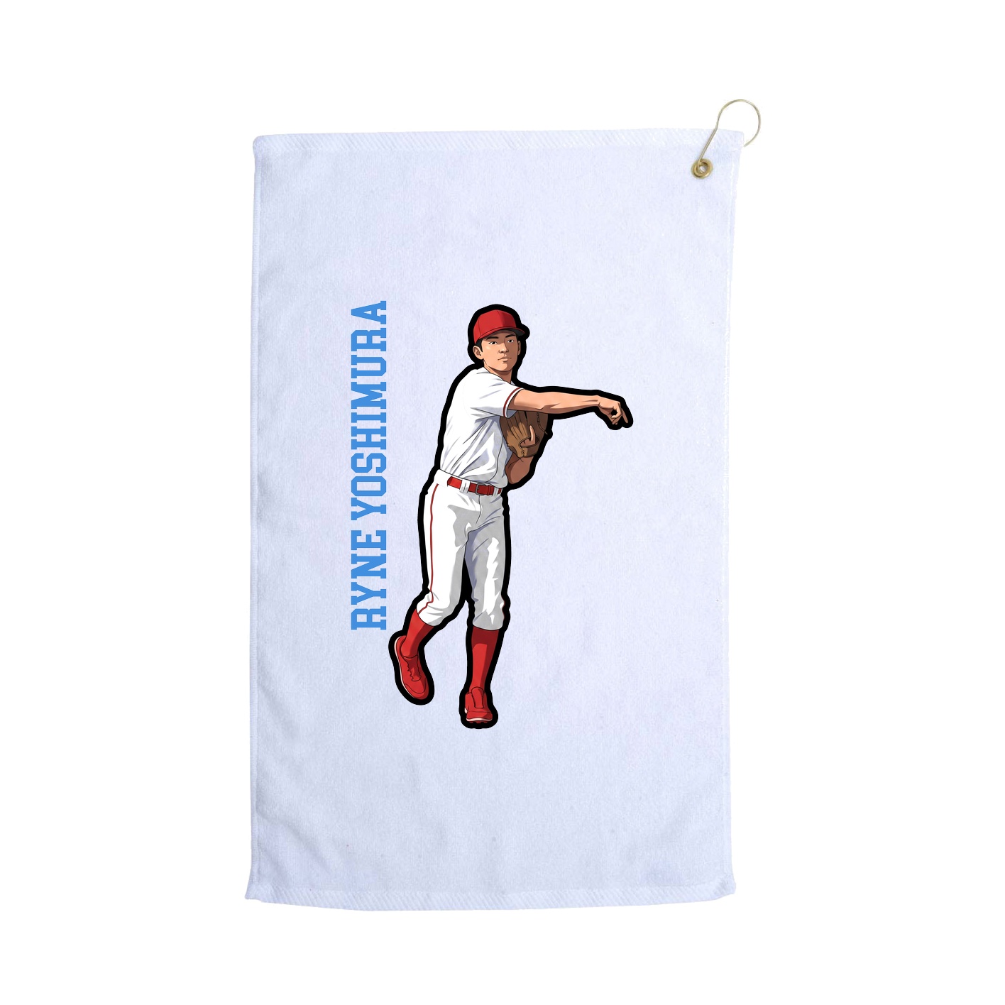 Golf Towel — Name Vertical in White