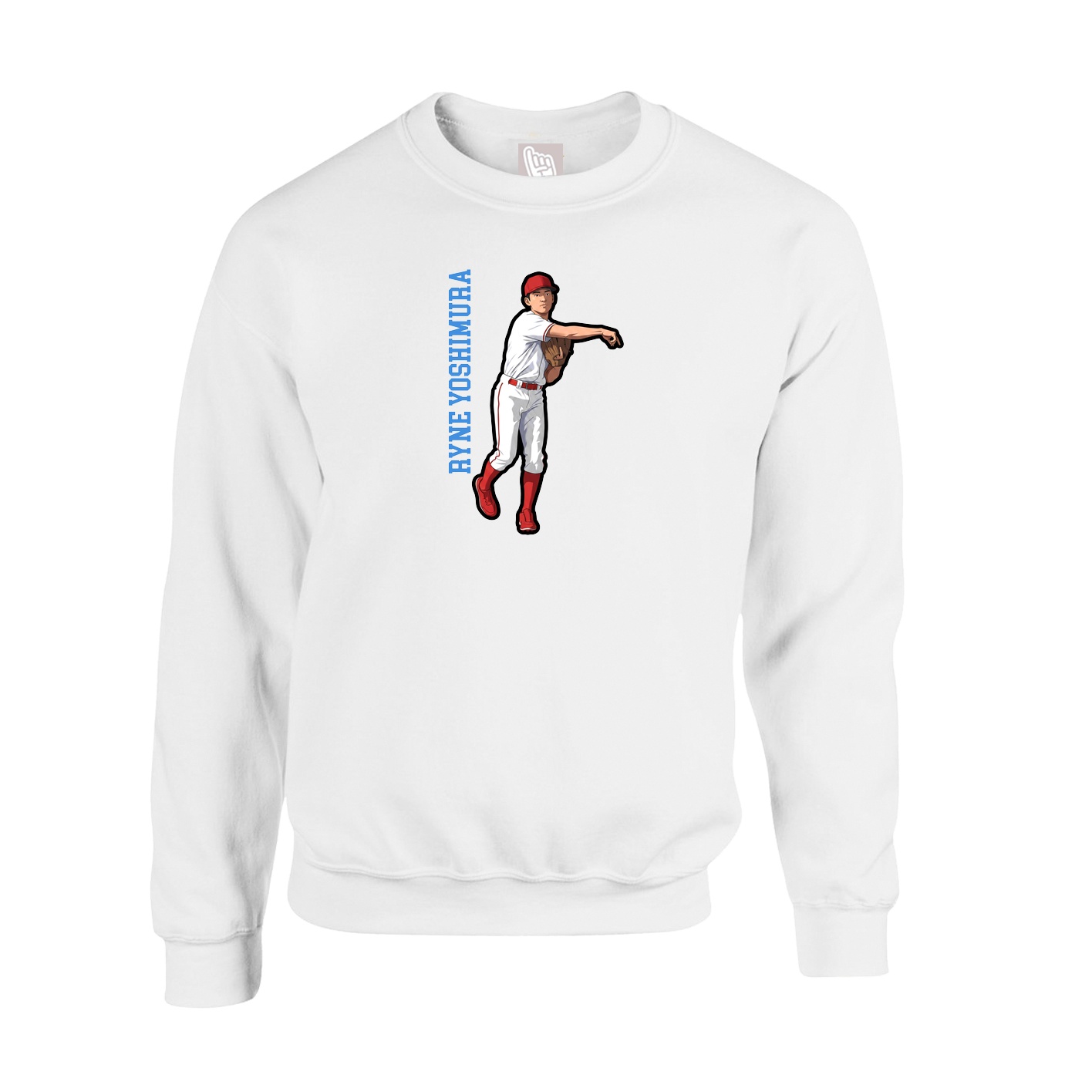 Fleece Crew — Name Vertical in White