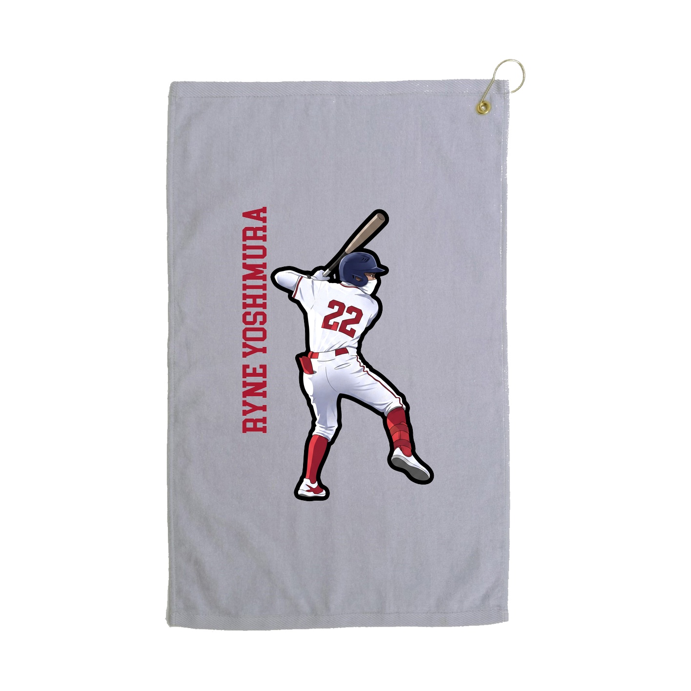 Golf Towel — Name Vertical in Grey