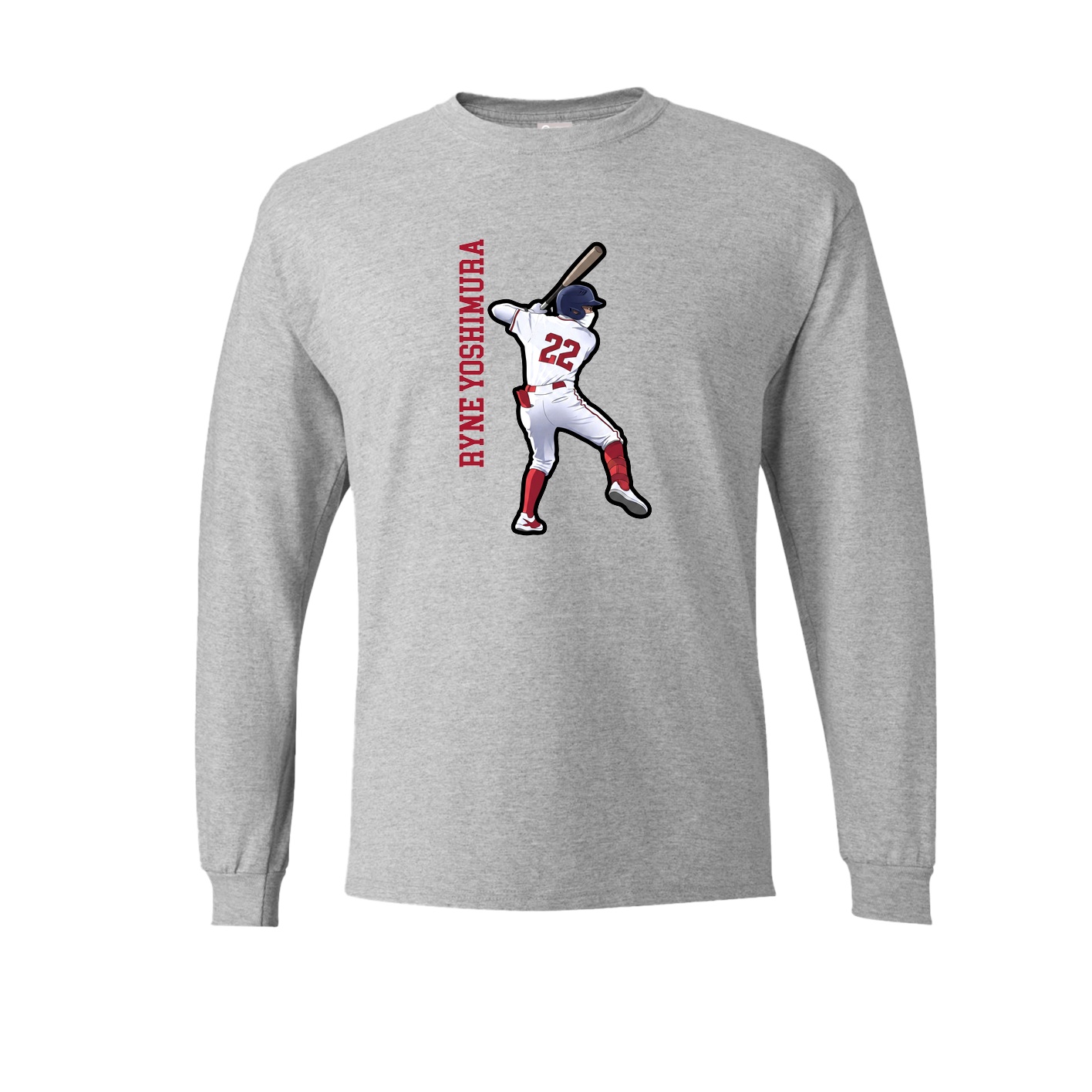 Long Sleeve Tee — Name Vertical in Grey