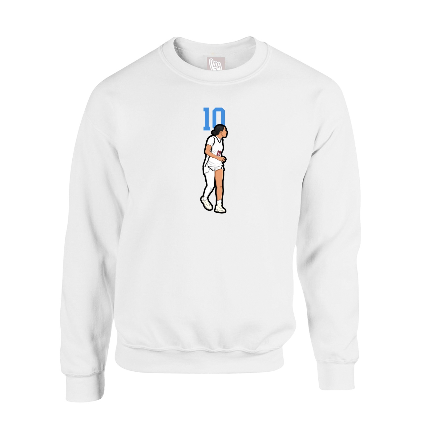 Fleece Crew — Number Top in White