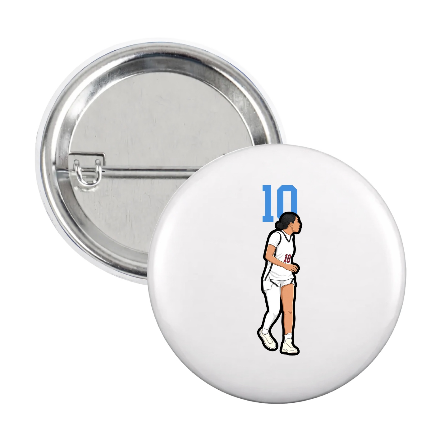 Game Day Button — Number Top in White