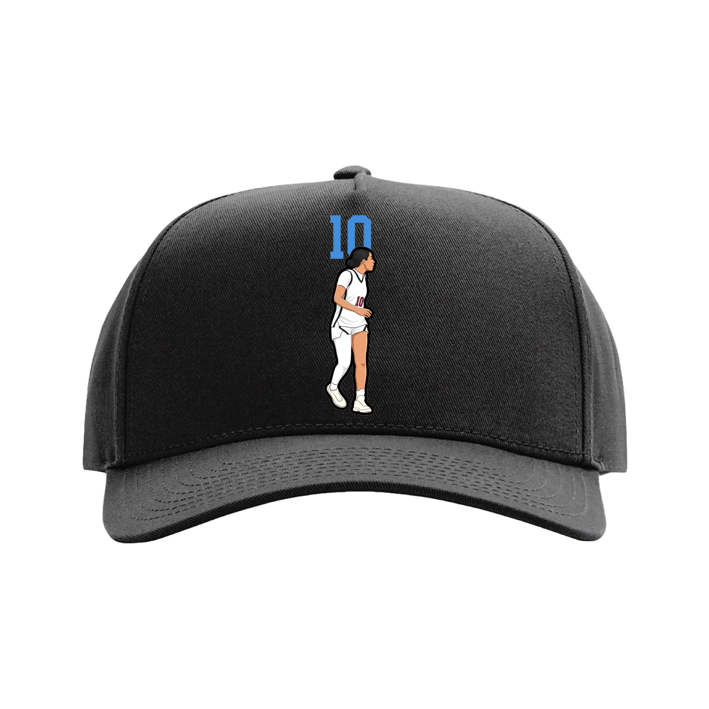 Full Fabric Five-Panel Champ Cap — Number Top in Black