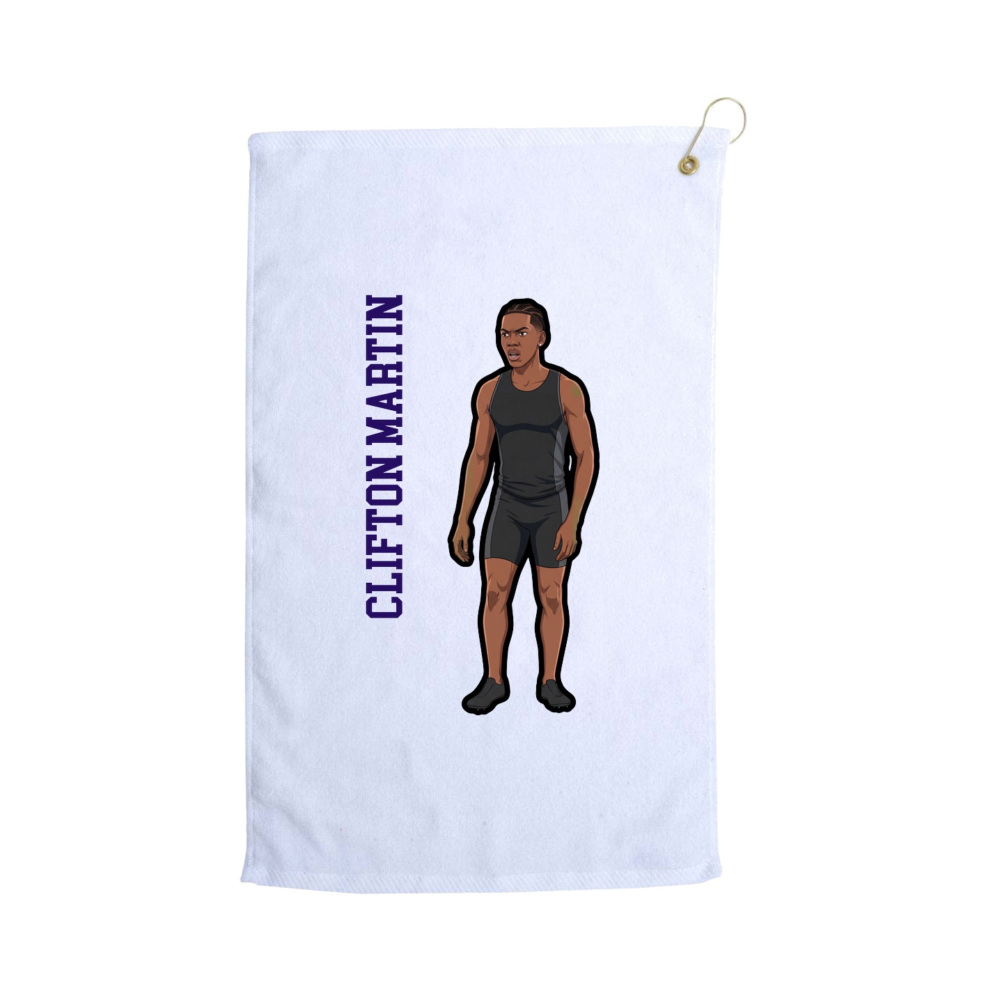 Golf Towel — Name Vertical in White