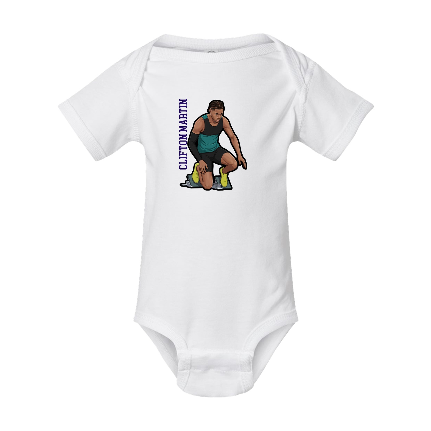 Baby Onesie — Name Vertical in White